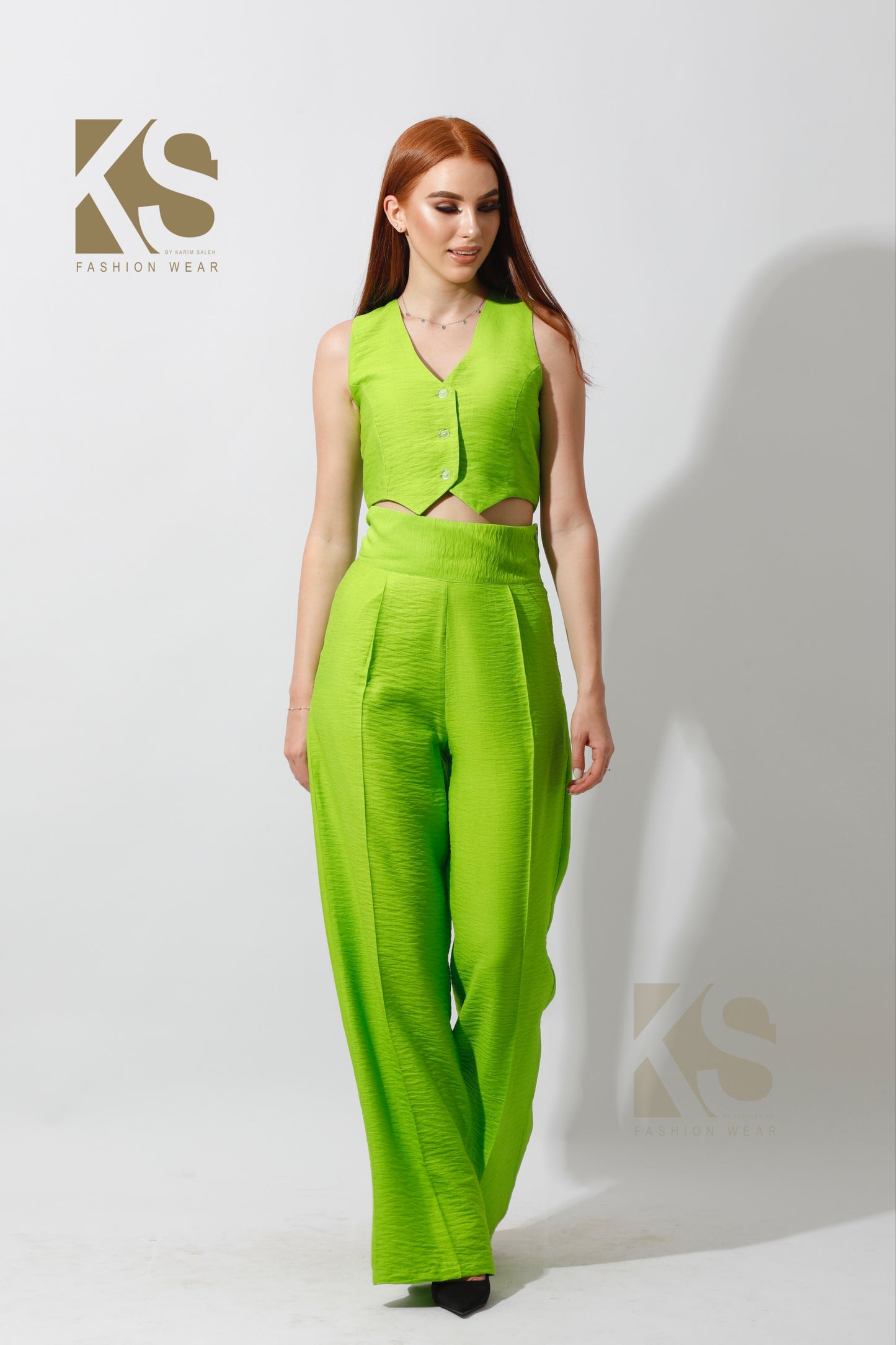 Co-Ord Vest Set - Lime Green