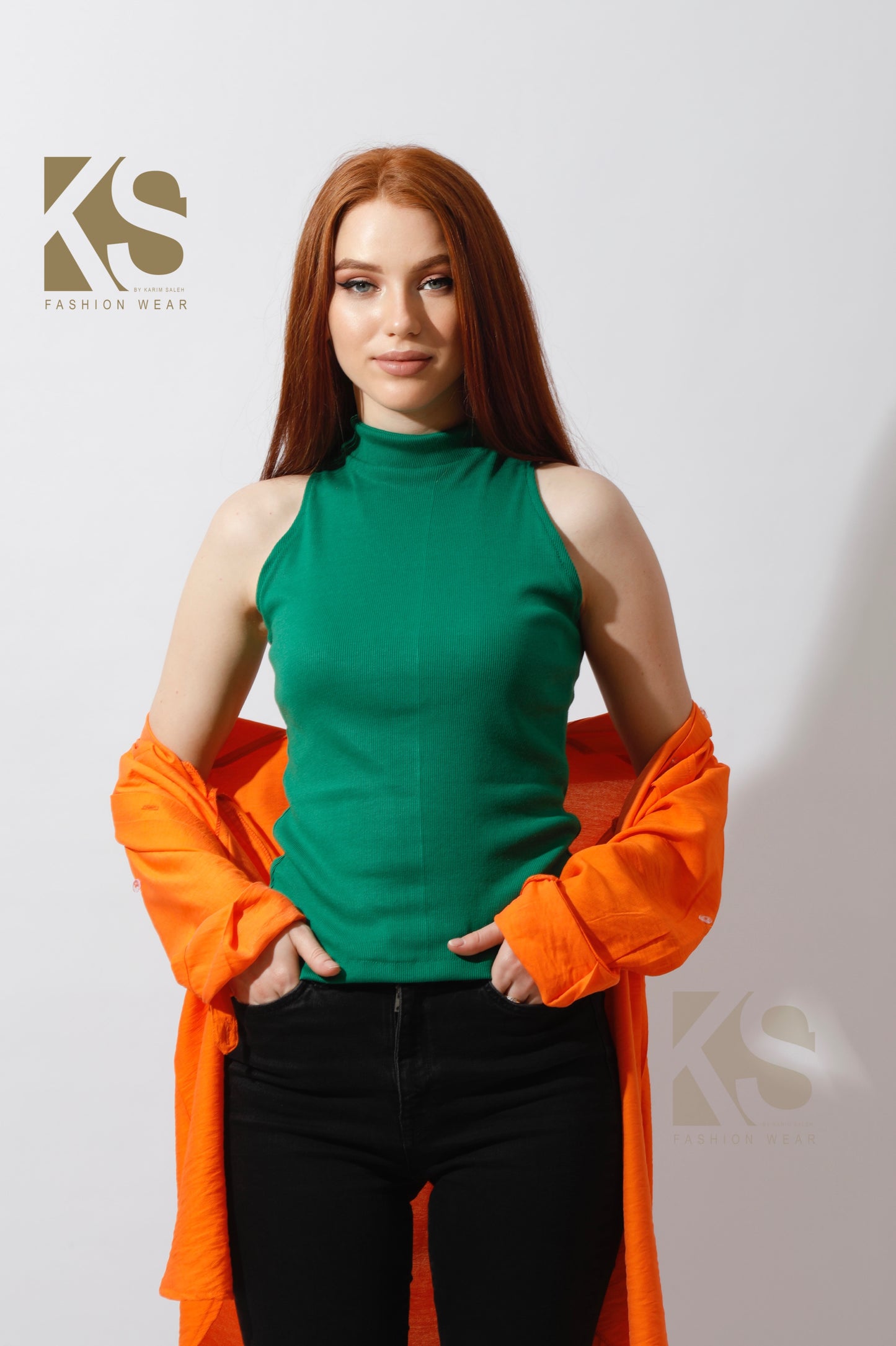 Slinky Half Neck Top - Green