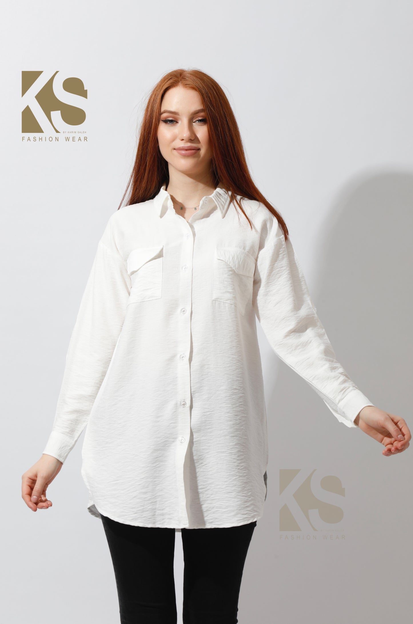 Shirt with Two Pockets - White