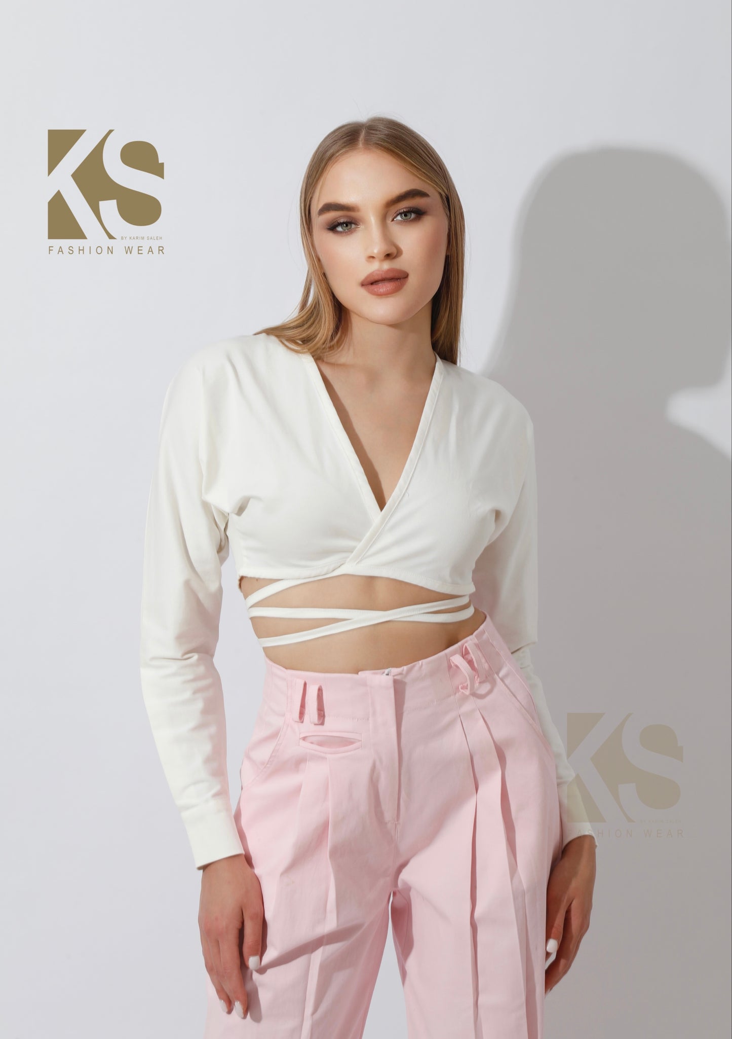 High Rise Paper-Bag Pants - Pink