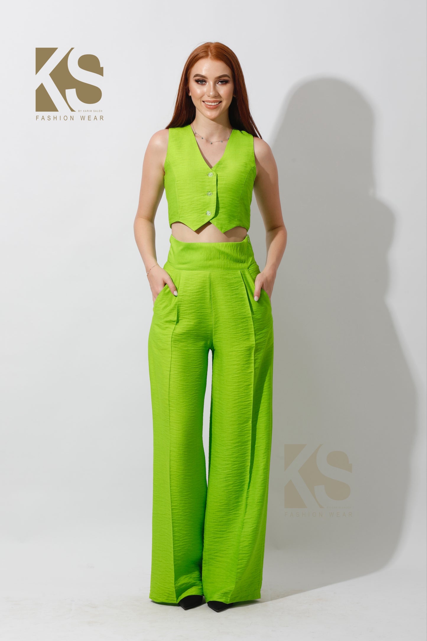 Co-Ord Vest Set - Lime Green