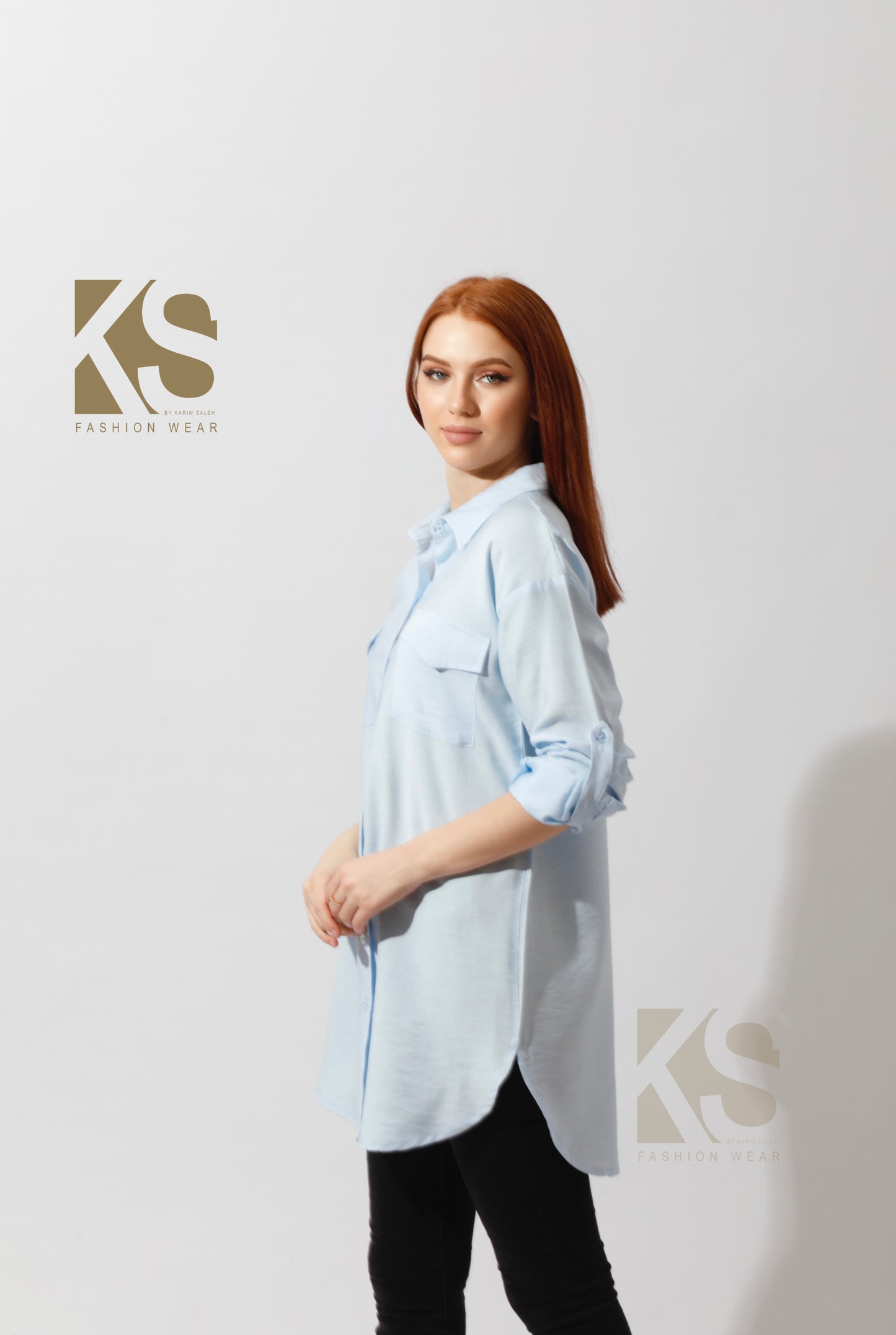 Shirt with Two Pockets - Baby Blue