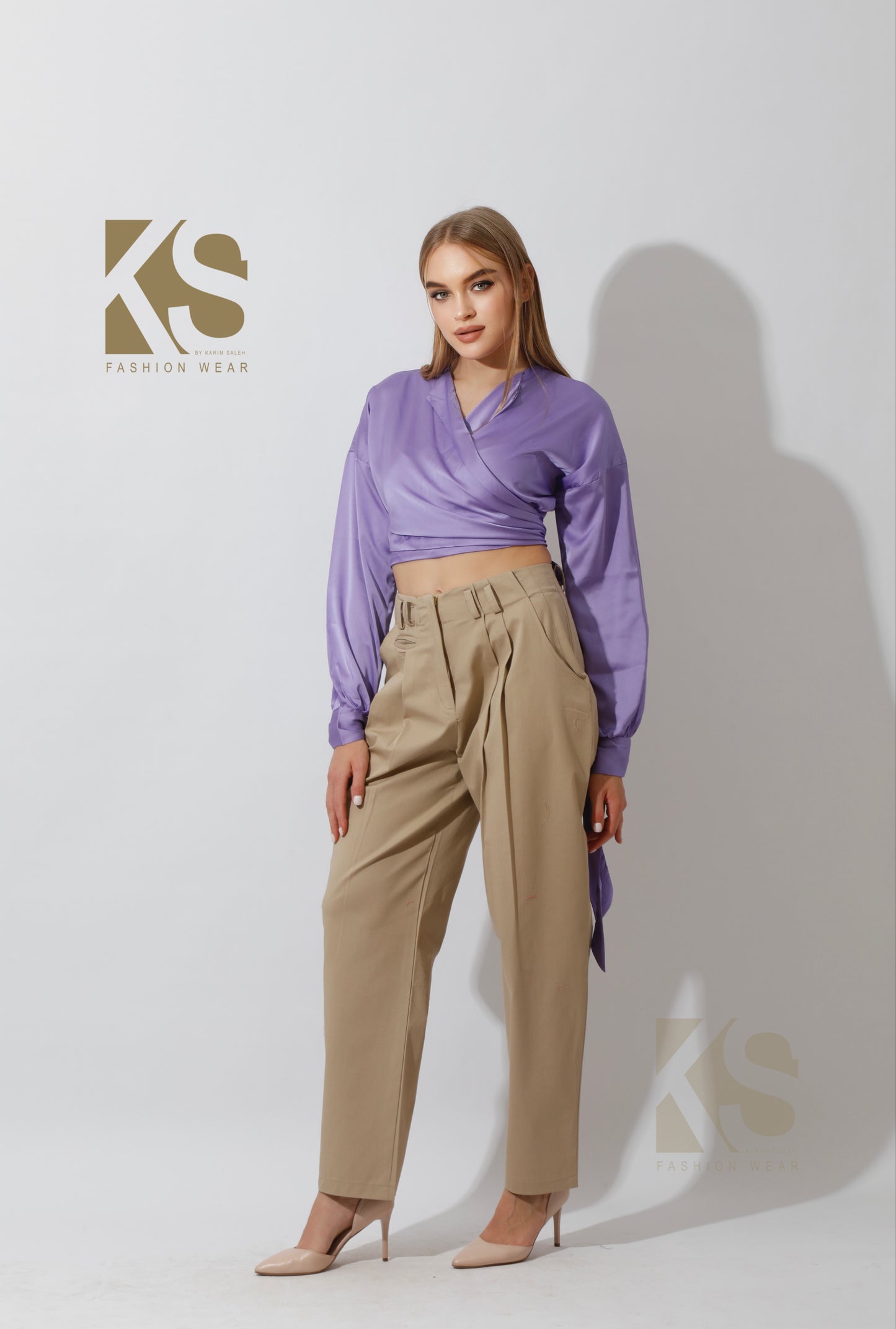 Wrap Tie Blouse - Lavender