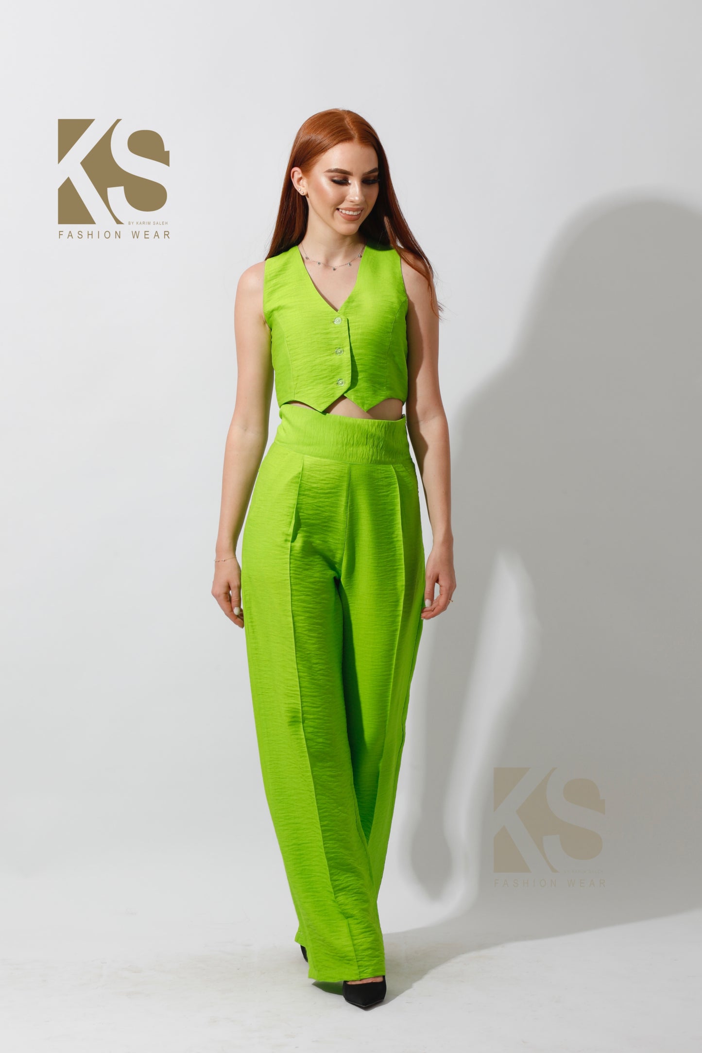 Co-Ord Vest Set - Lime Green