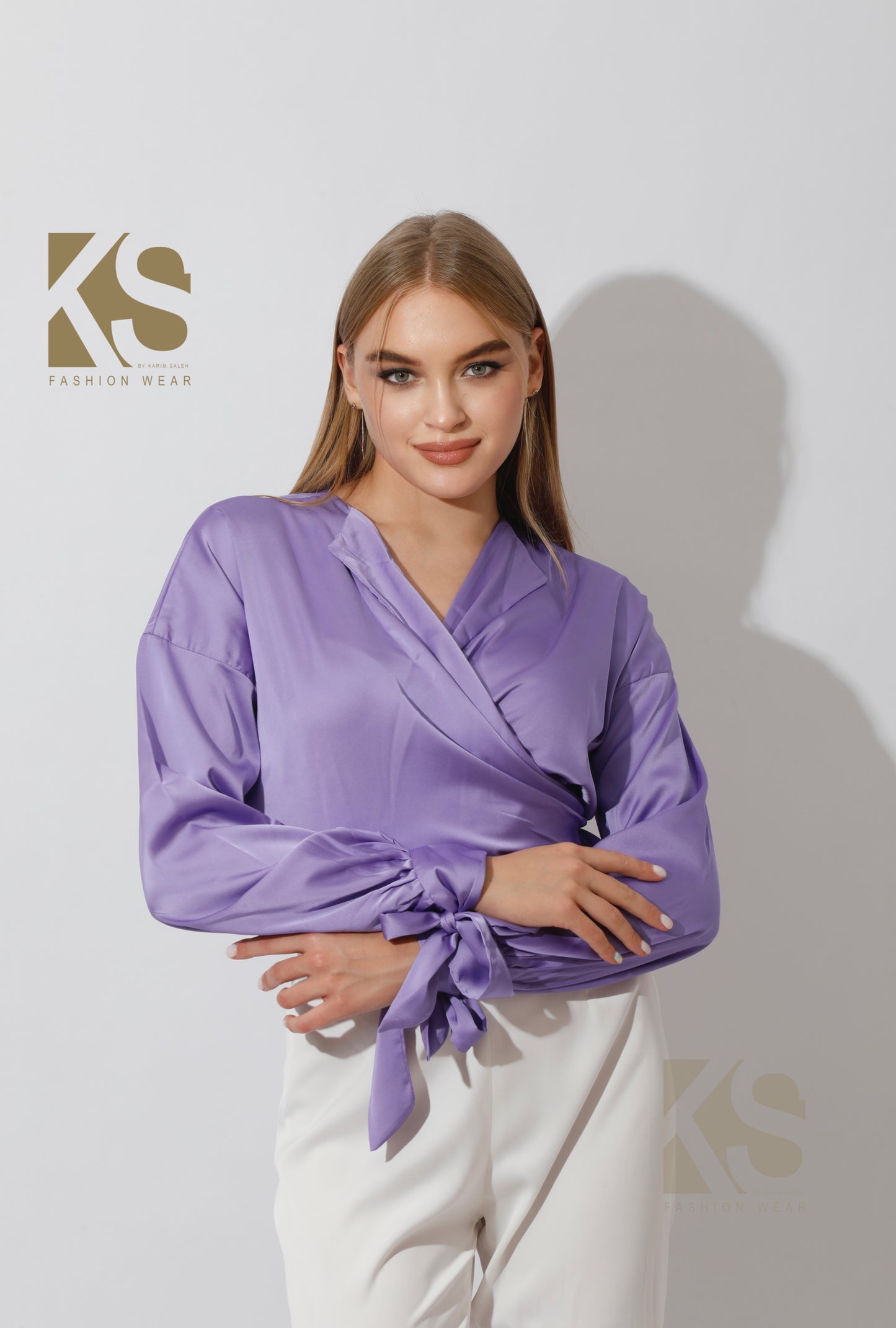Wrap Tie Blouse - Lavender