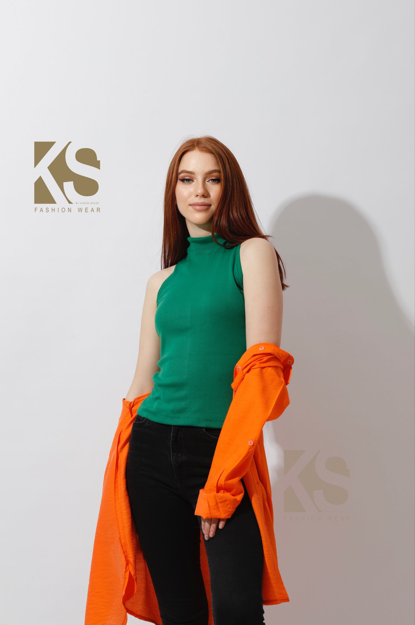 Slinky Half Neck Top - Green