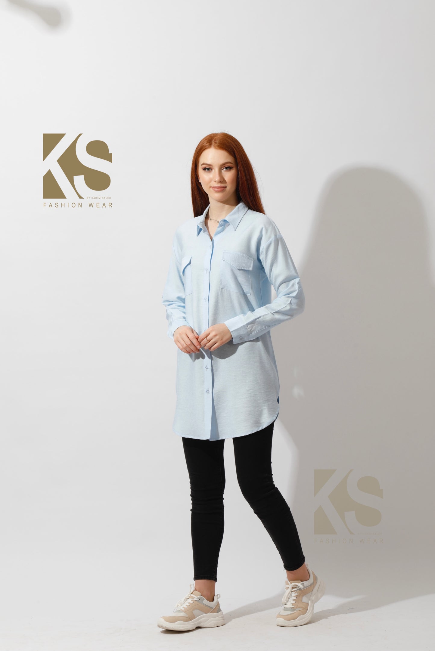 Shirt with Two Pockets - Baby Blue