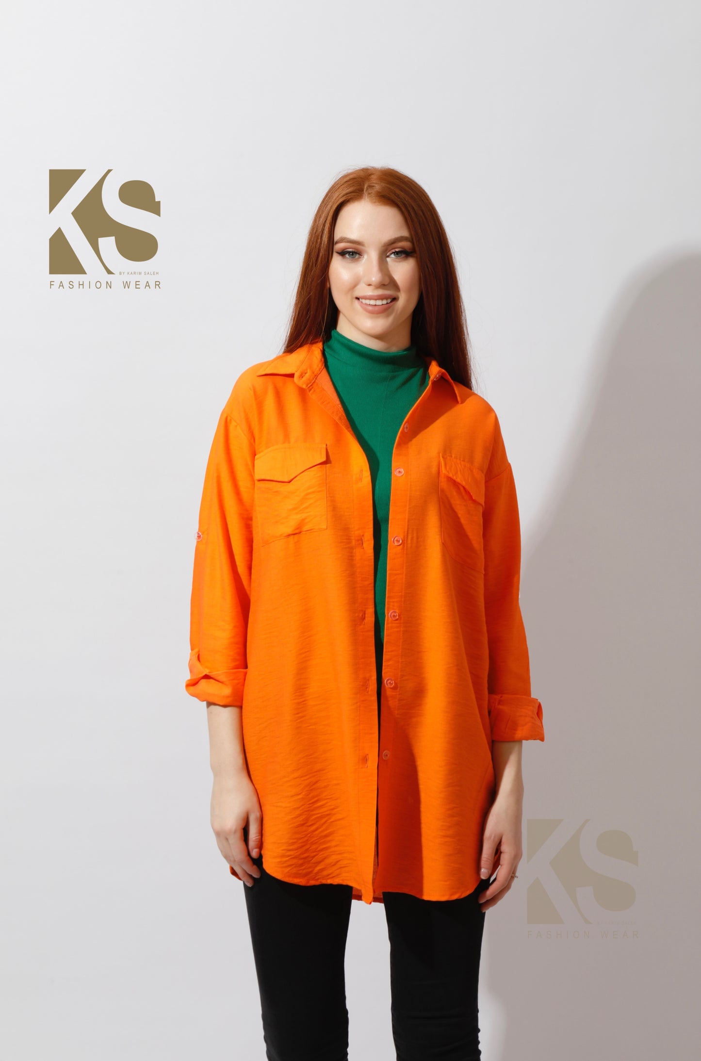 Shirt with Two Pockets - Orange