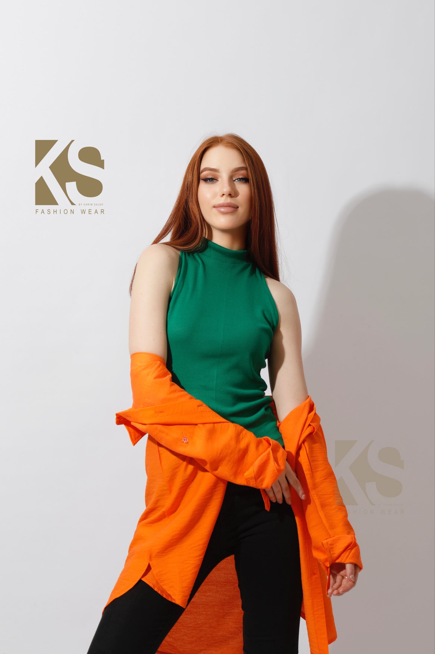 Slinky Half Neck Top - Green