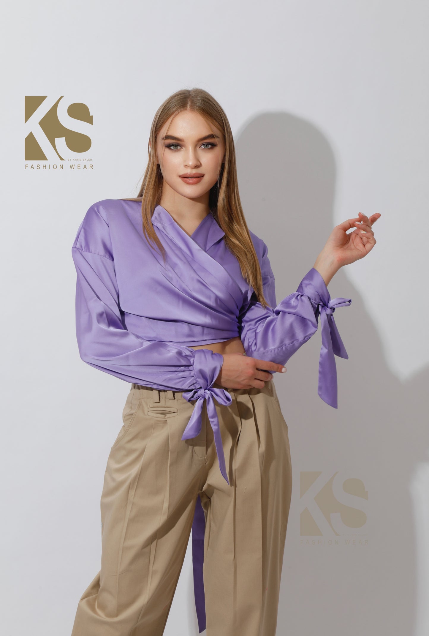 Wrap Tie Blouse - Lavender
