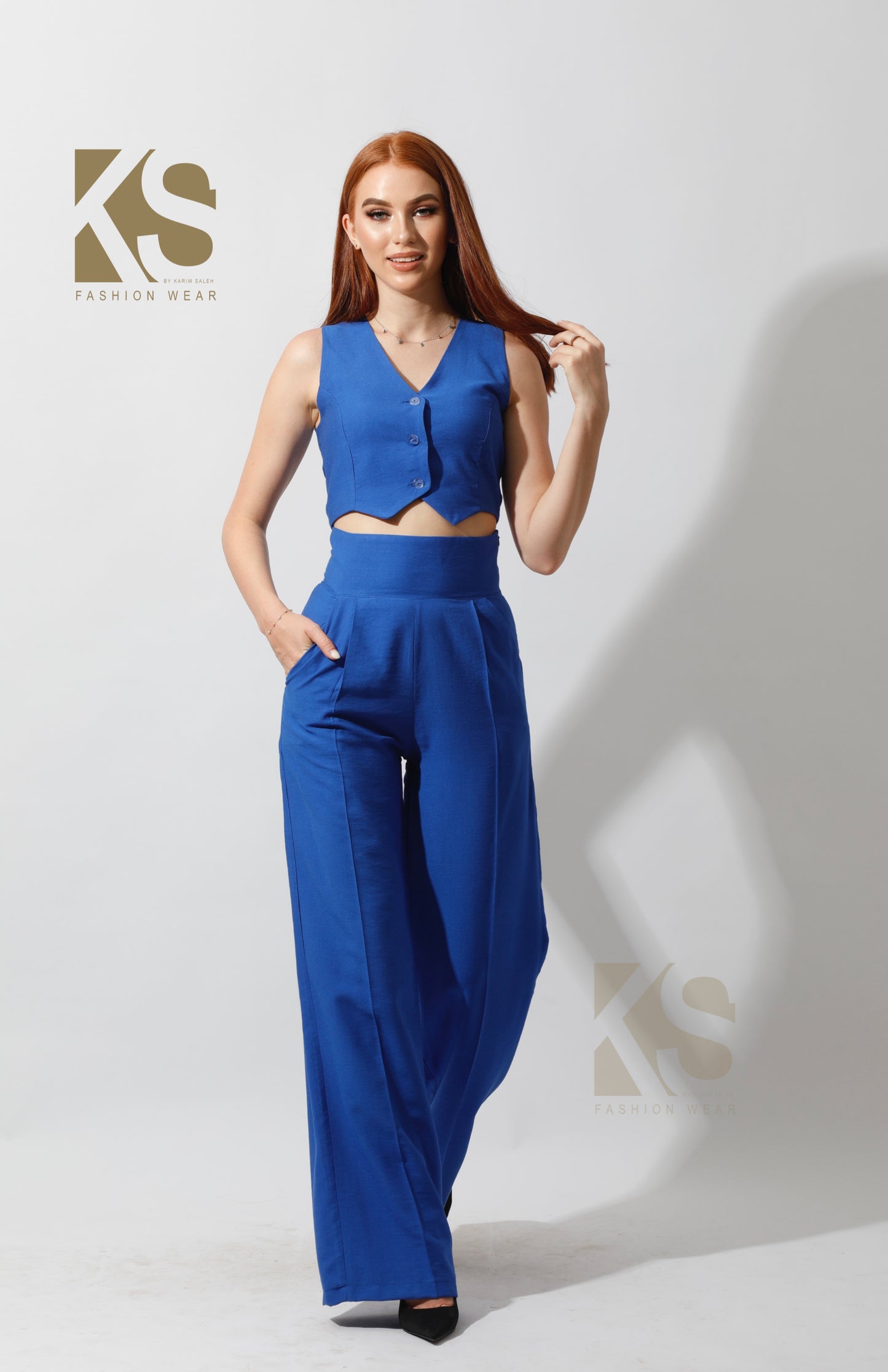 Co-Ord Vest Set - Electric Blue