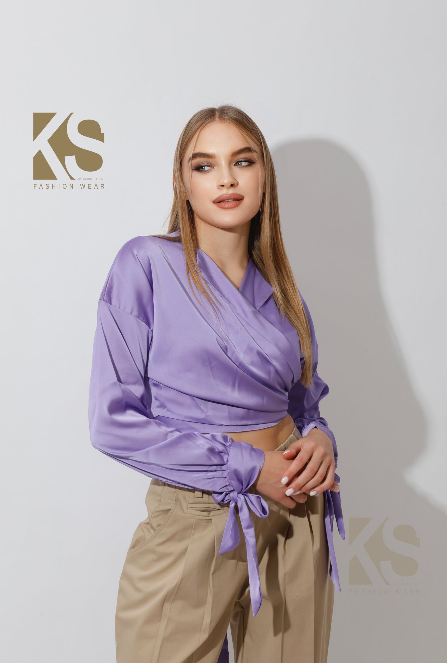 Wrap Tie Blouse - Lavender