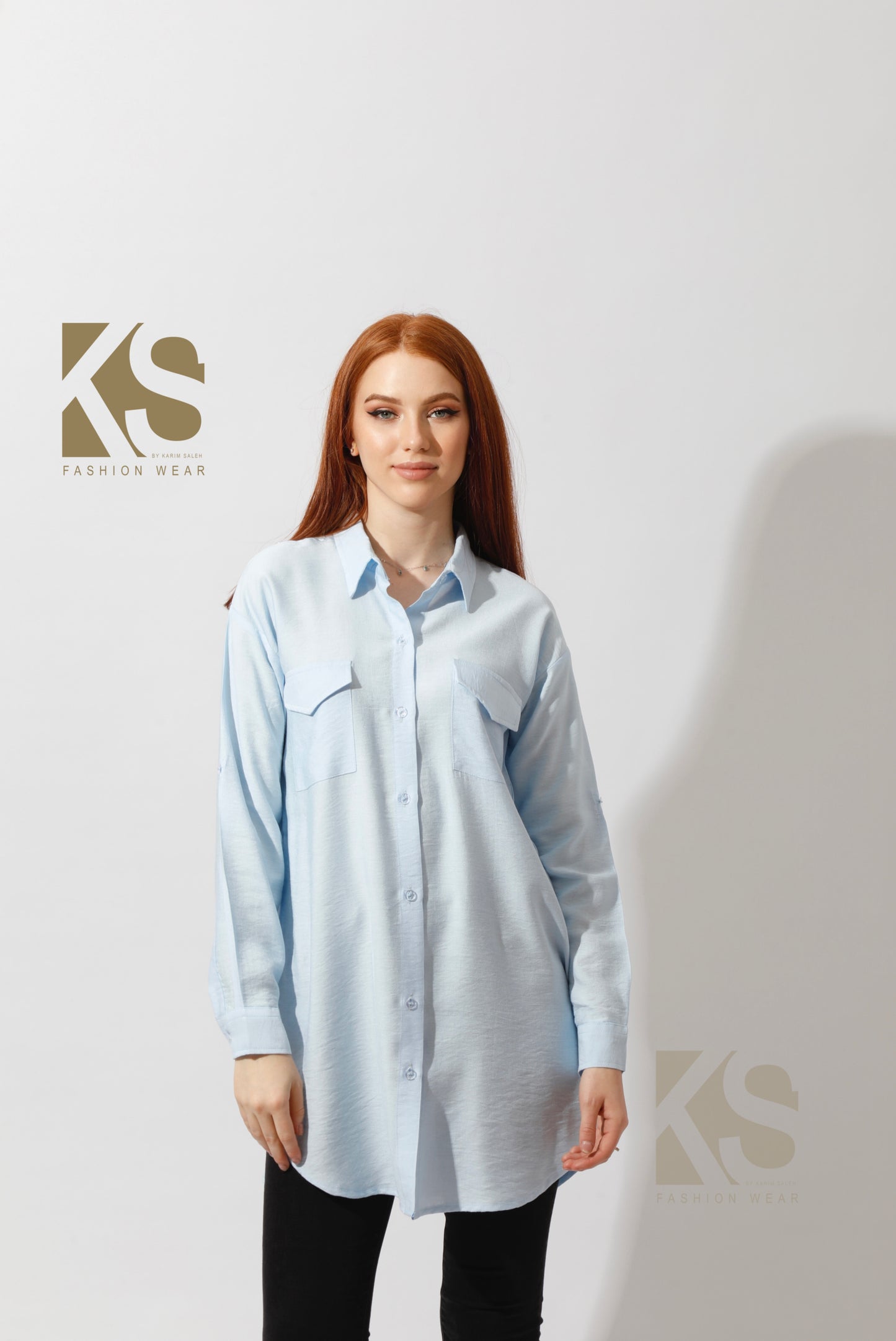 Shirt with Two Pockets - Baby Blue