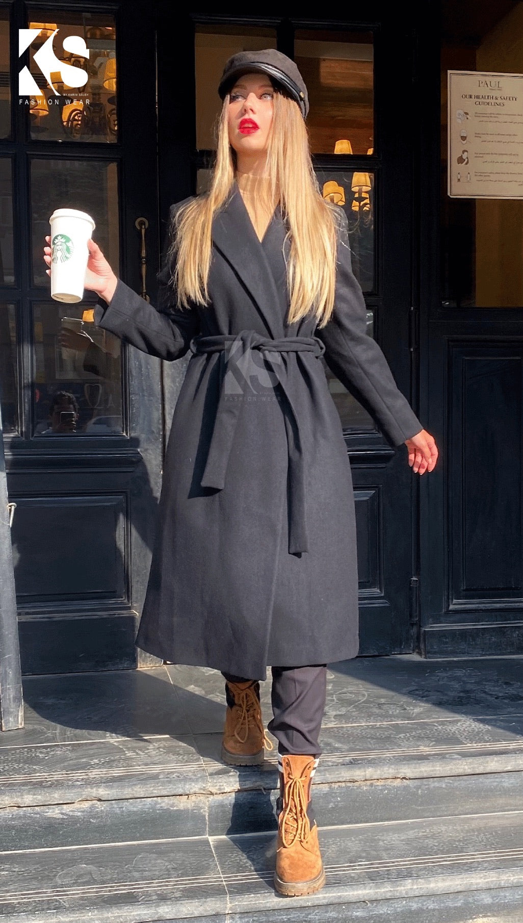 Wrapped Belted Coat - Black