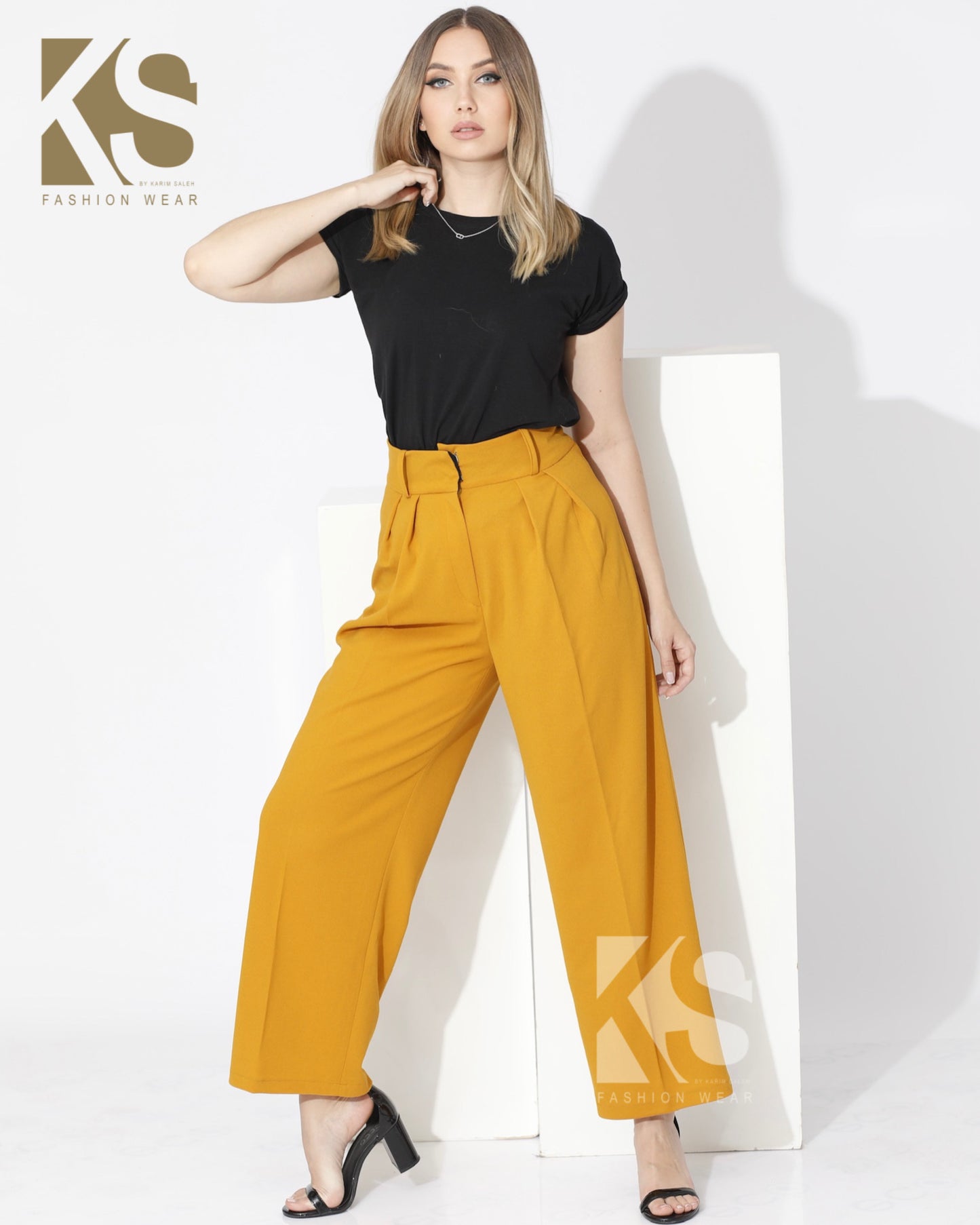 High Waist Trousers - Yellow