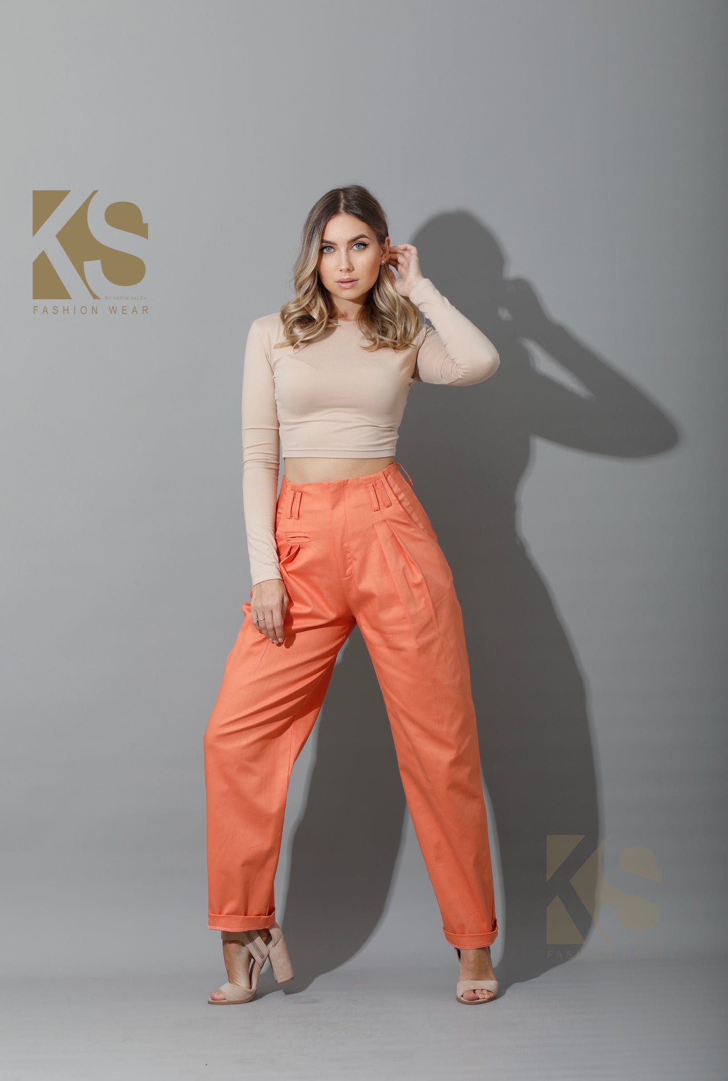 High Rise Paper-Bag Pants - Deep Saffron