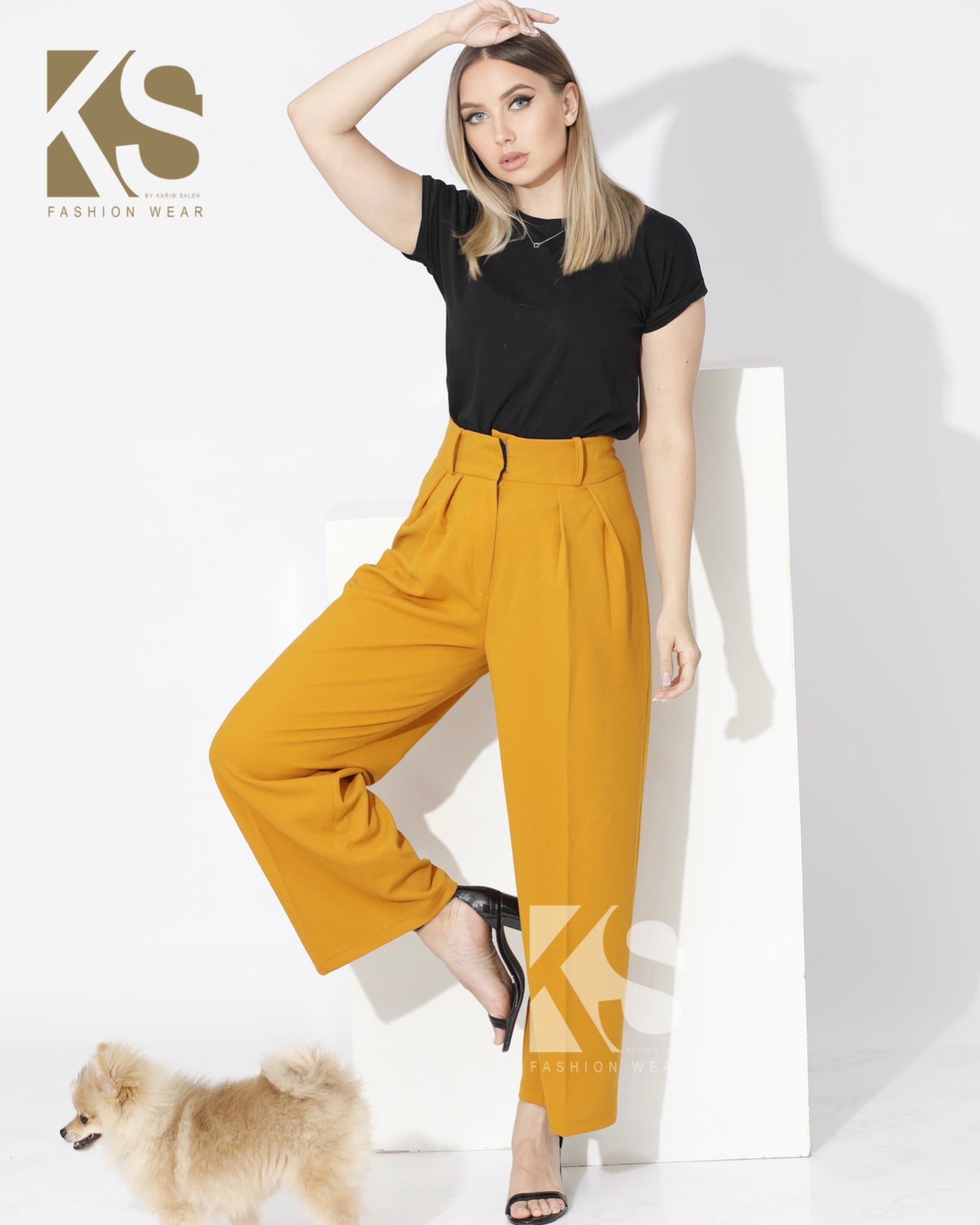 High Waist Trousers - Yellow