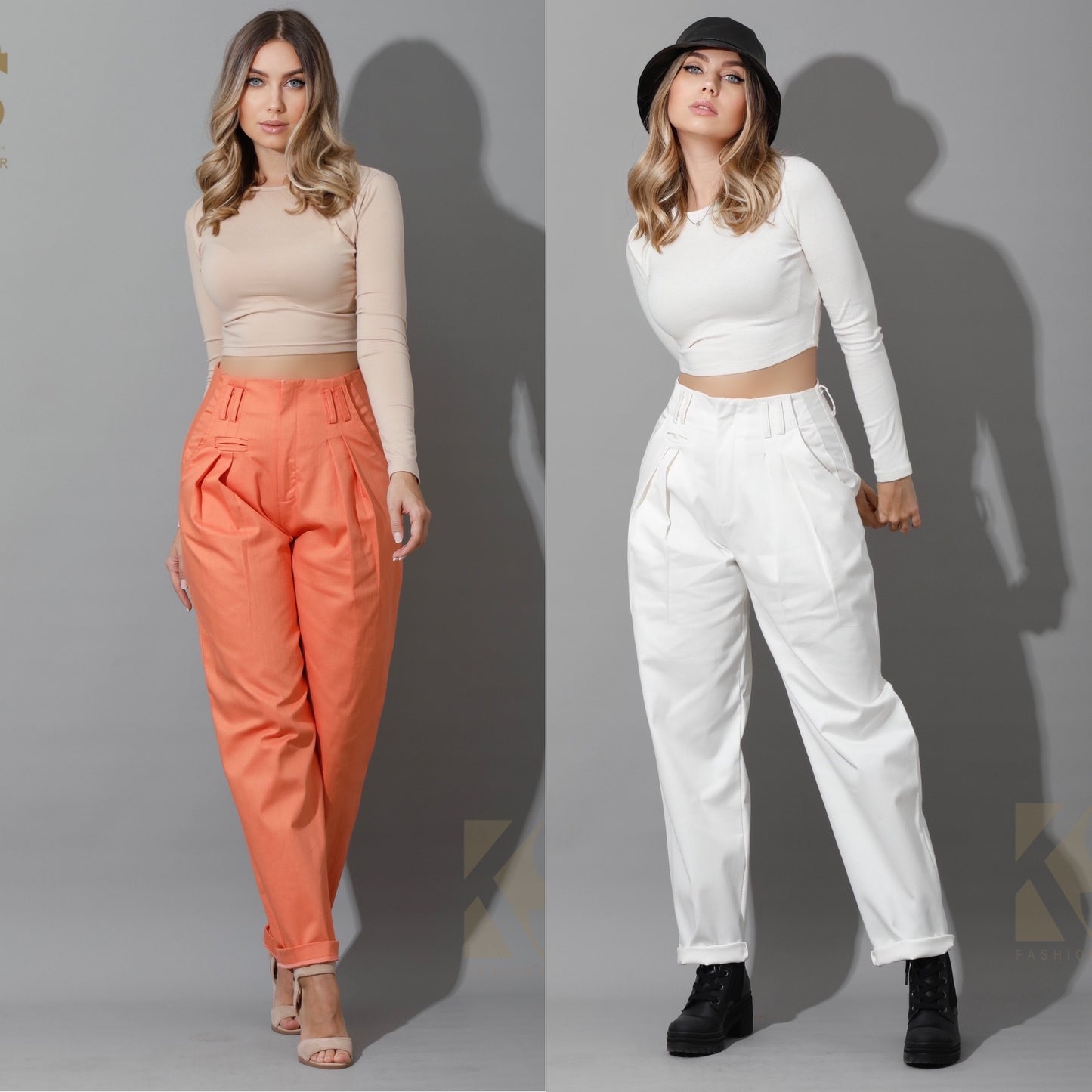 High Rise Paper-Bag Pants - OffWhite