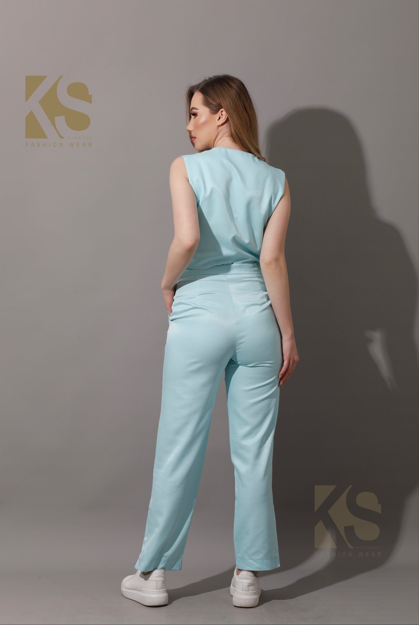 Cropped Vest - Aqua Blue