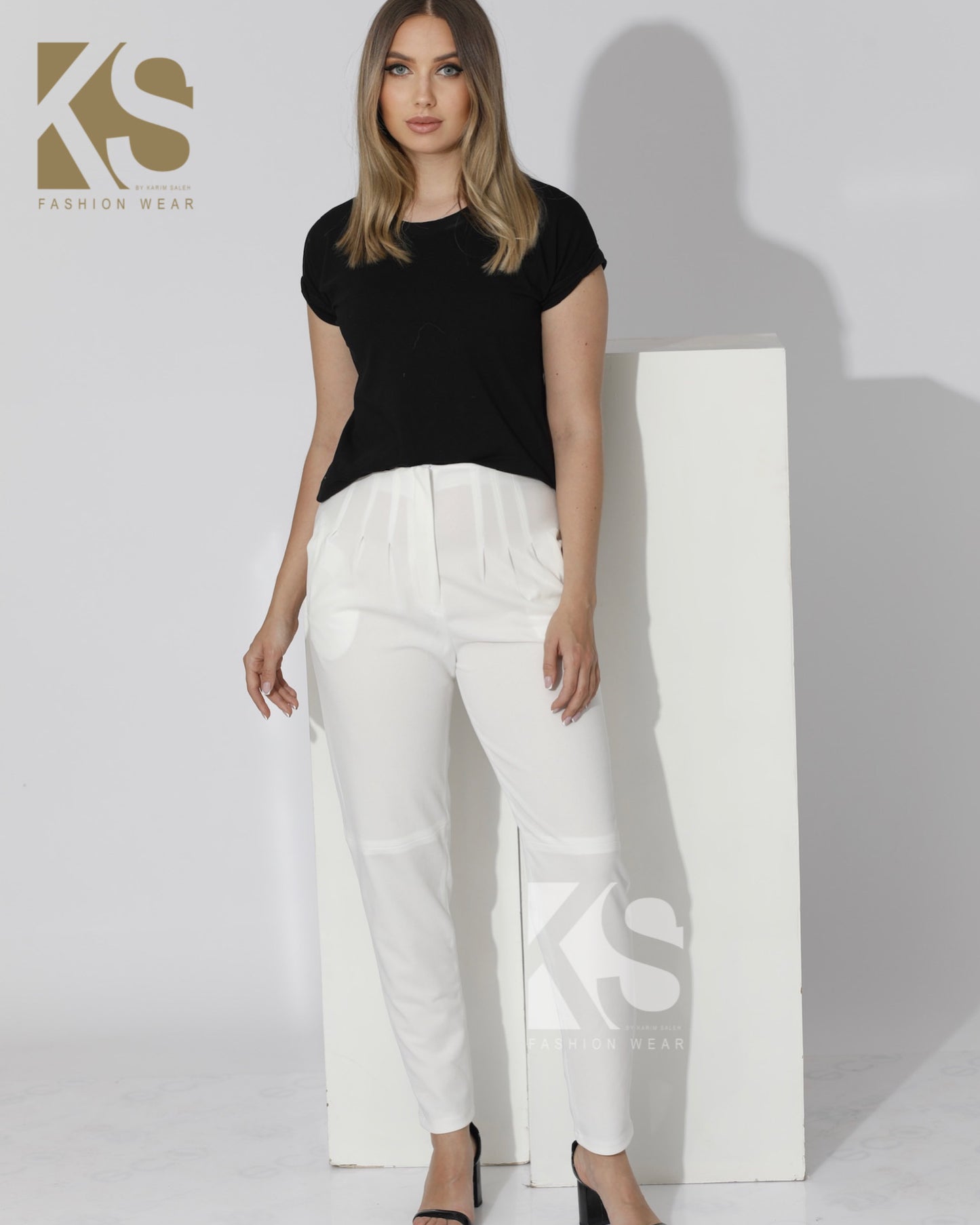 High Waist Trousers - White