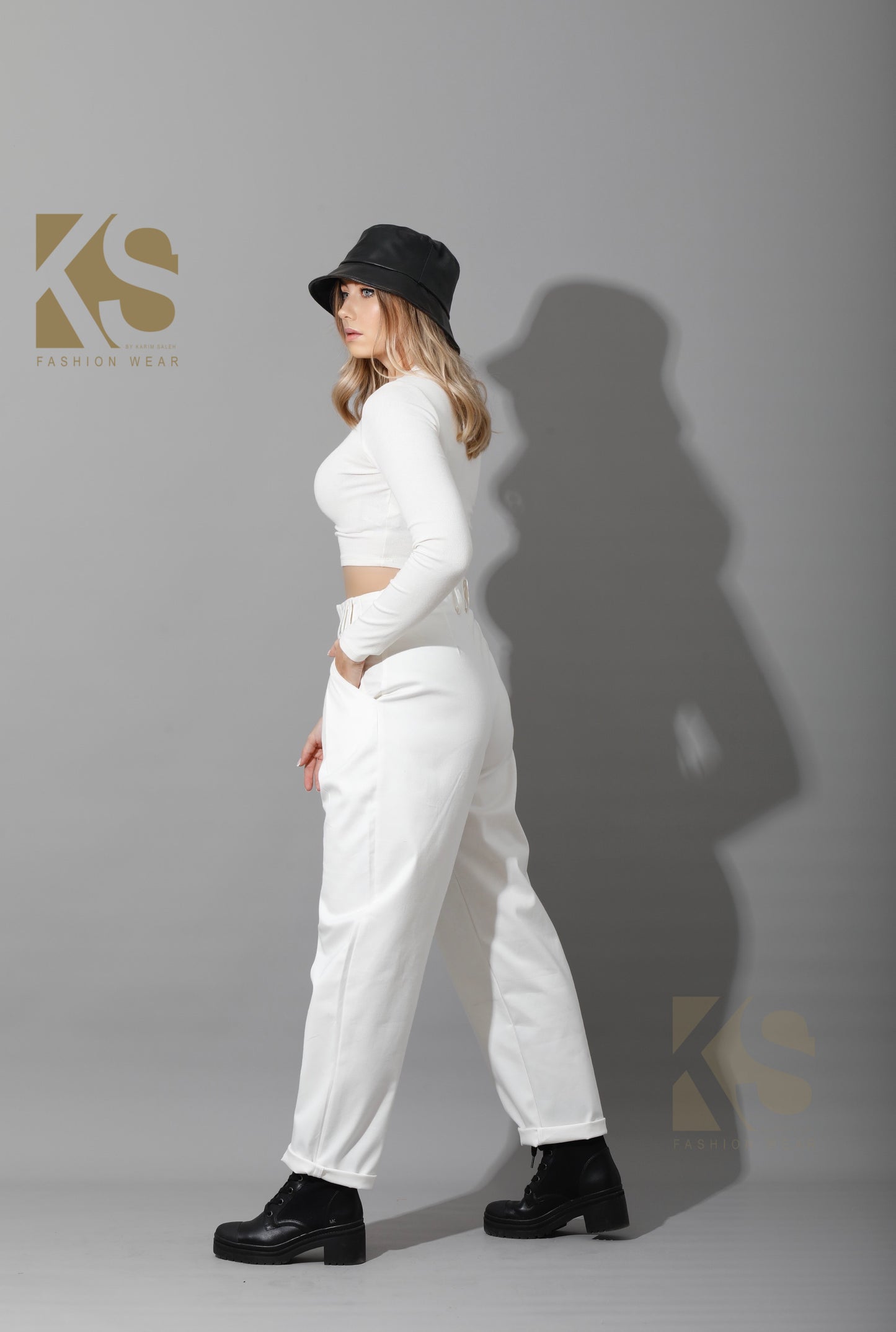 High Rise Paper-Bag Pants - OffWhite