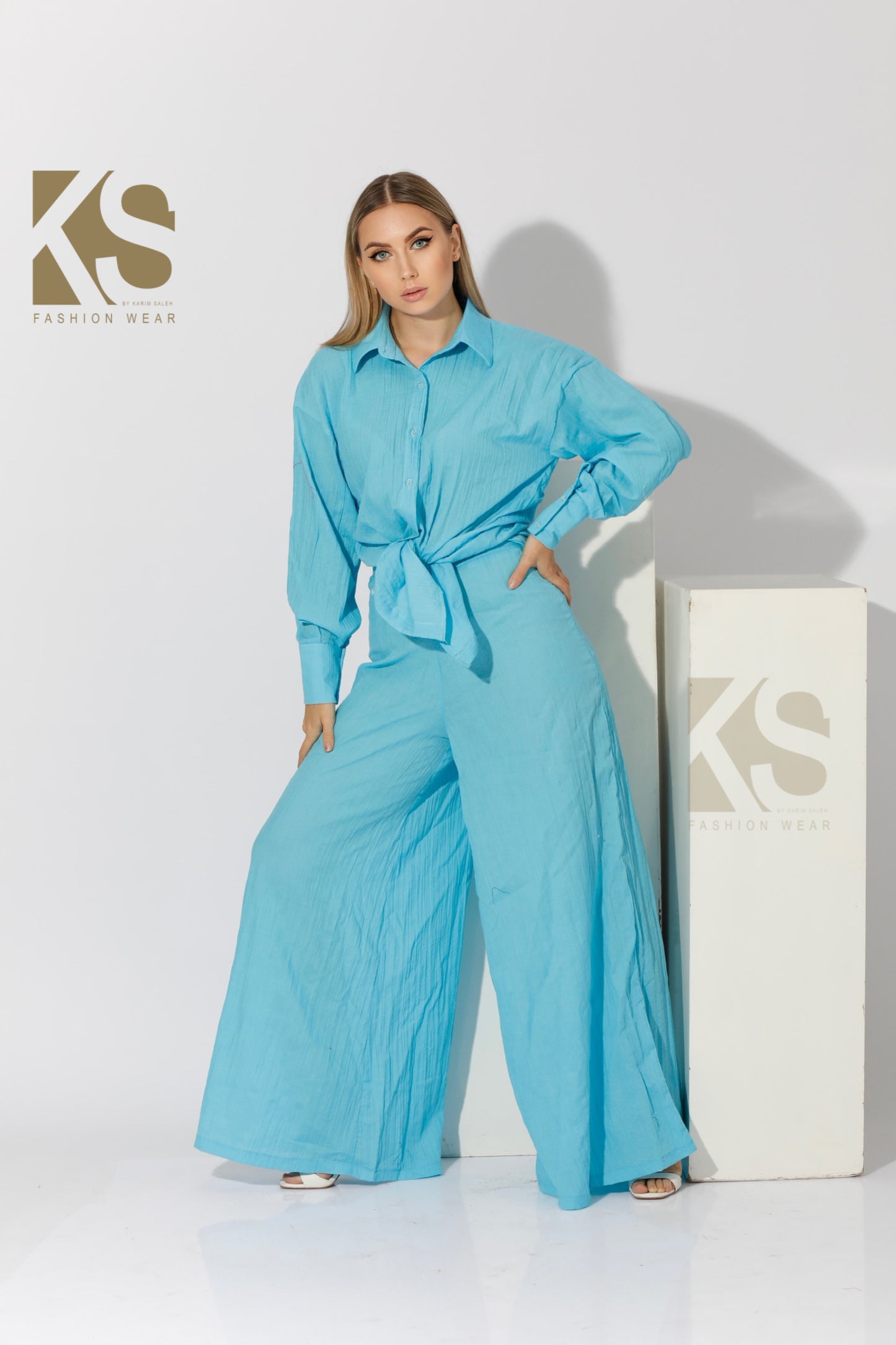 Co-ord Shirt & Trousers - Sky Blue