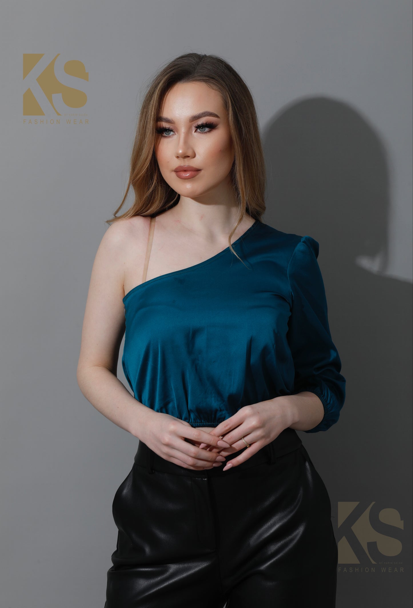 One Shoulder Blouse - Dark Green