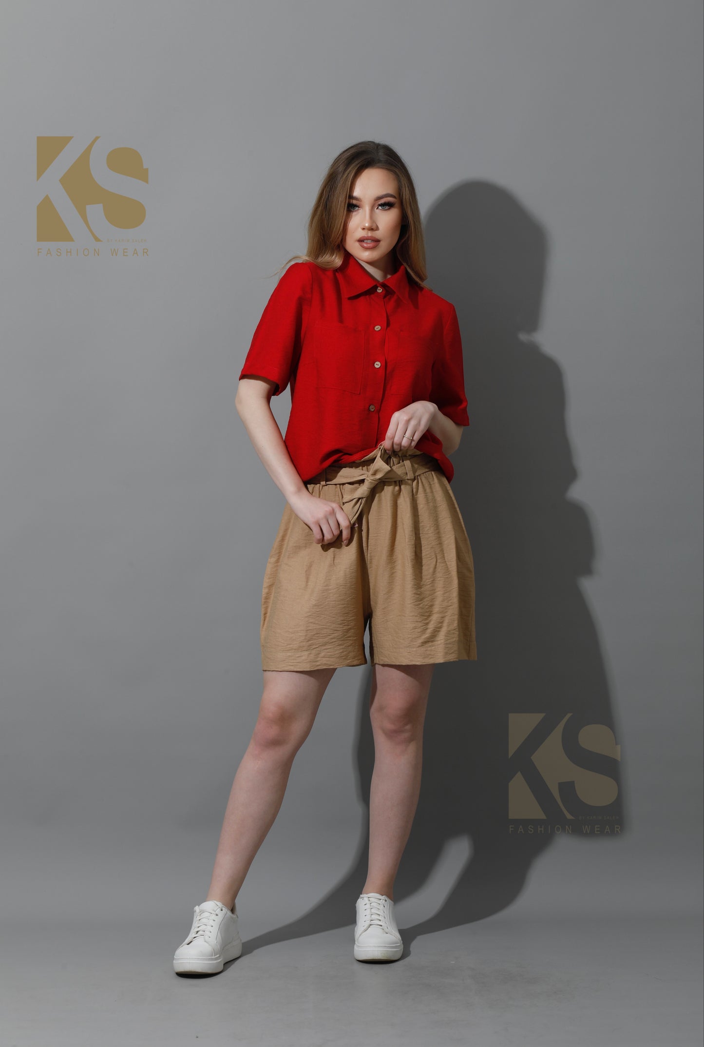 Shorts With Belts - Beige