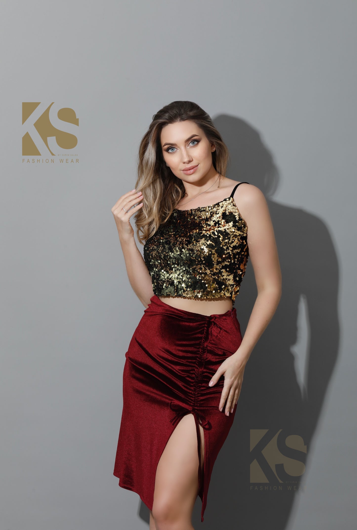 Front Slit Skirt - Maroon