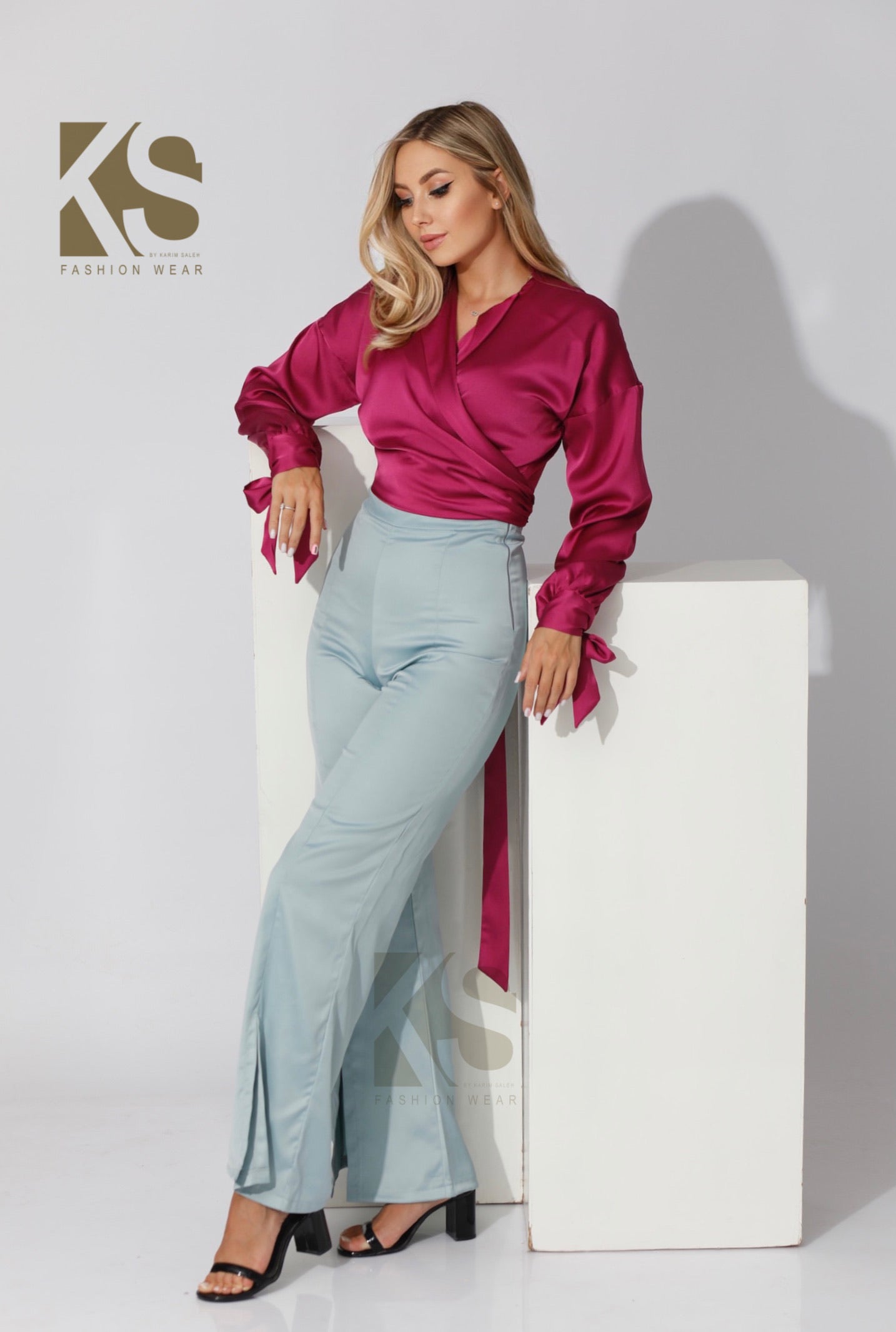 Wrap Tie Blouse - Orchid Purple