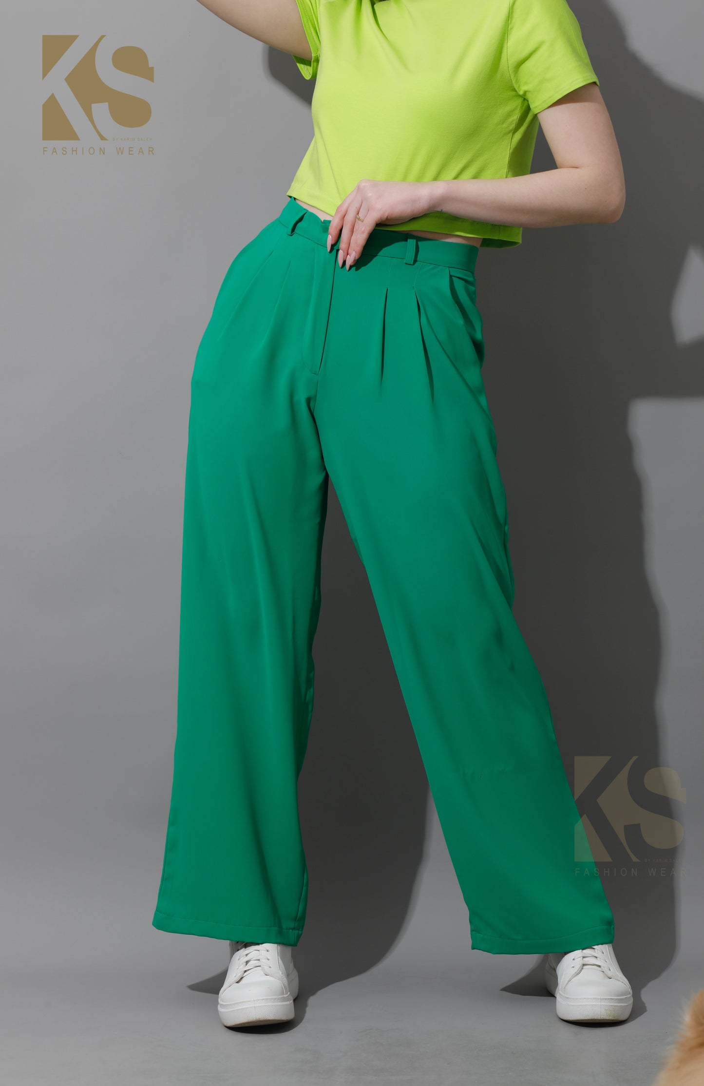 Straight Fit Trousers - Green