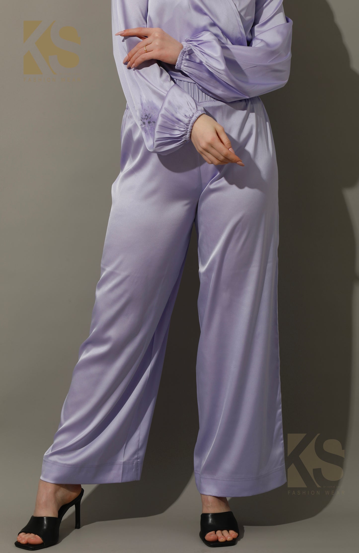 Wide Leg Trousers - Lavender Purple