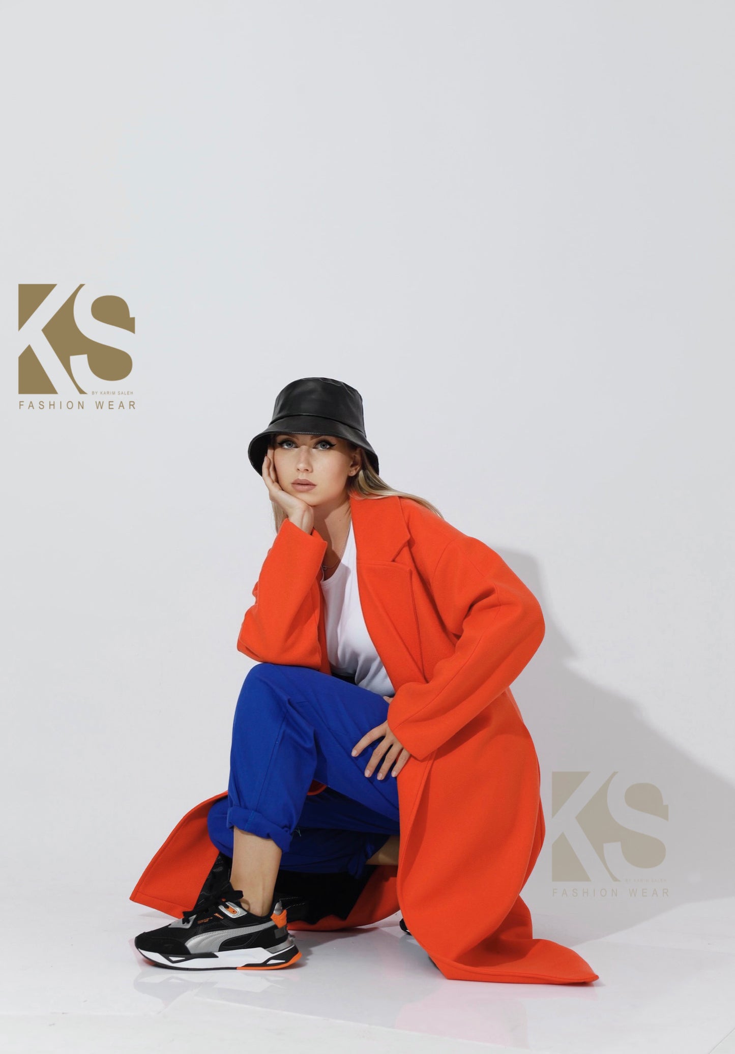 Oversized Wrapped Coat - Orange