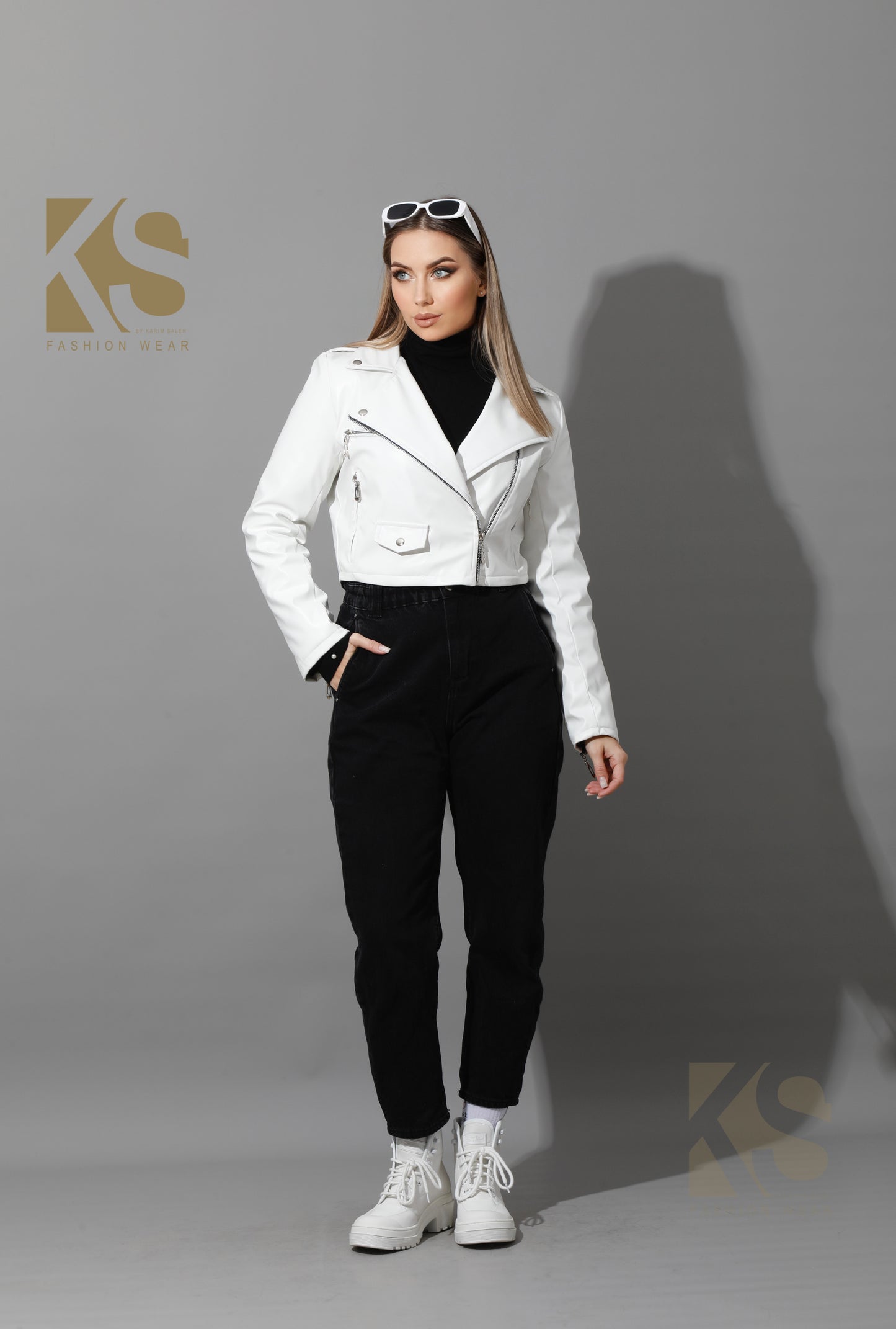 Leather Biker Jacket - White