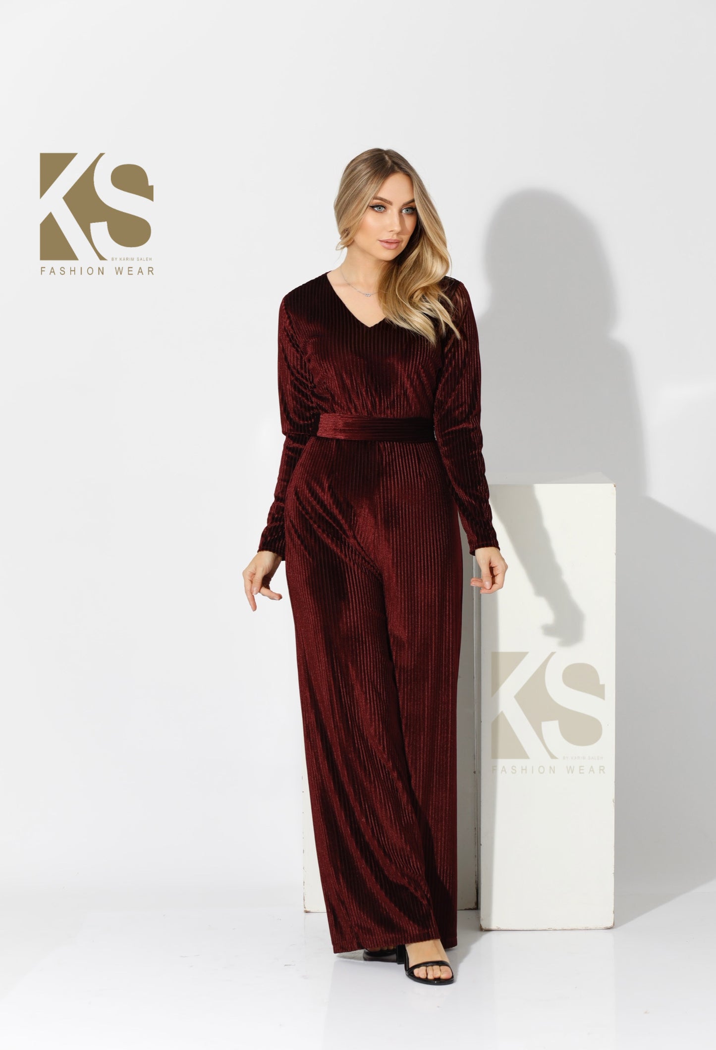 Velvet wide leg Jumpsuit- Maroon