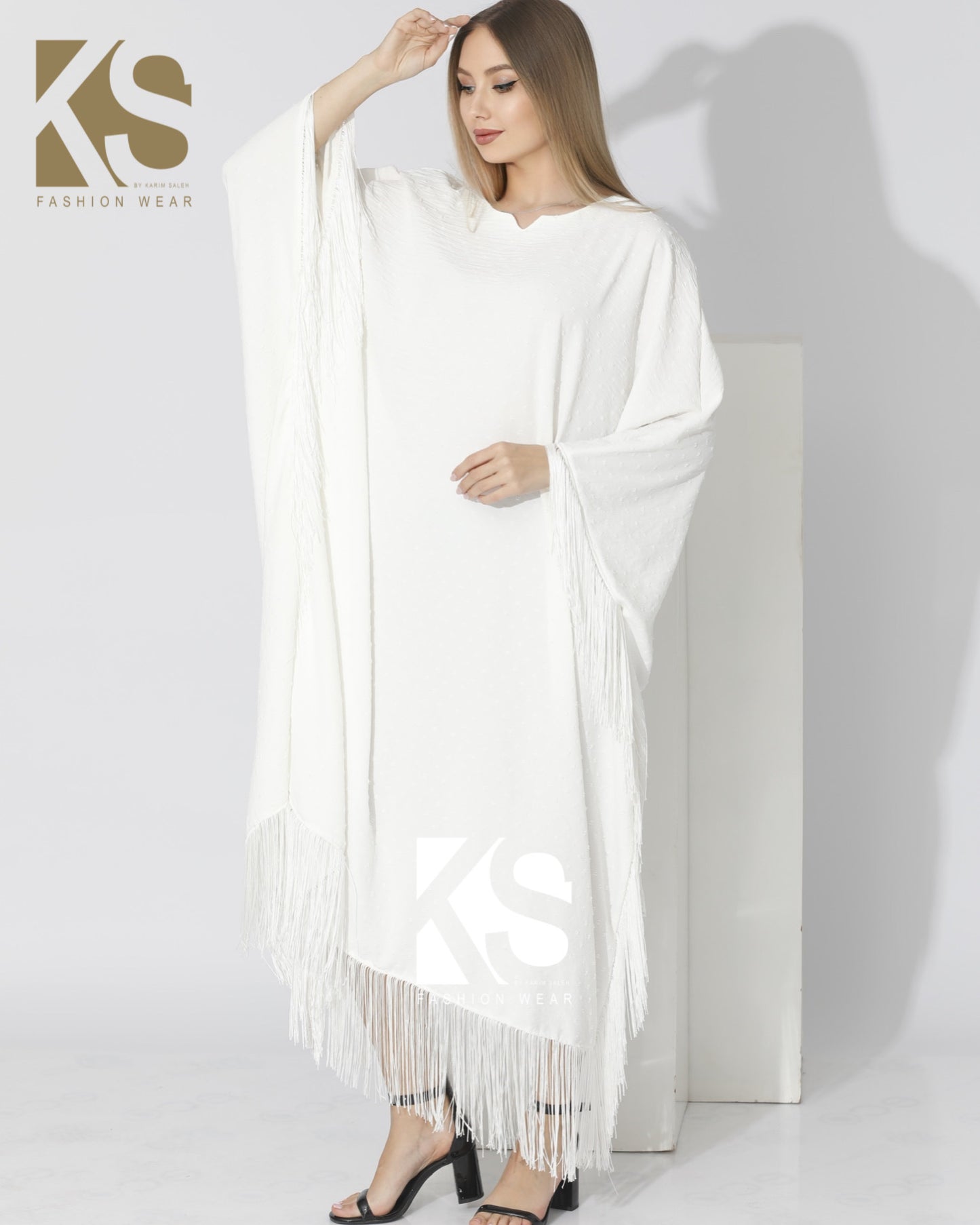 Fringed Maxi Dress - White