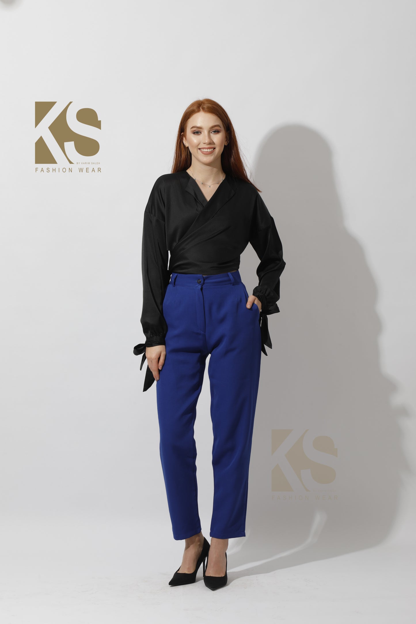 Wrap Tie Blouse - Black