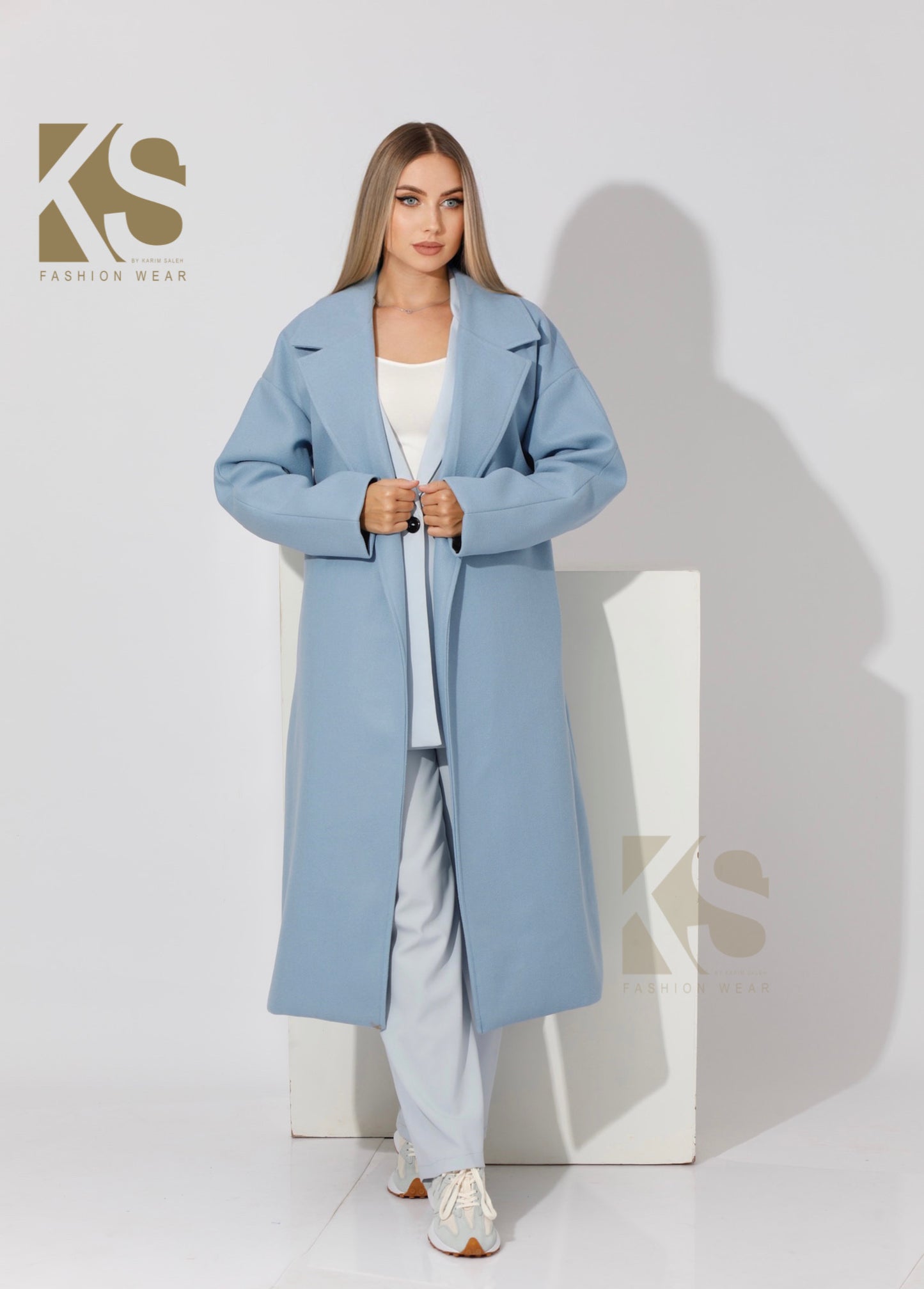 Oversized Wrapped Coat - Sky Blue