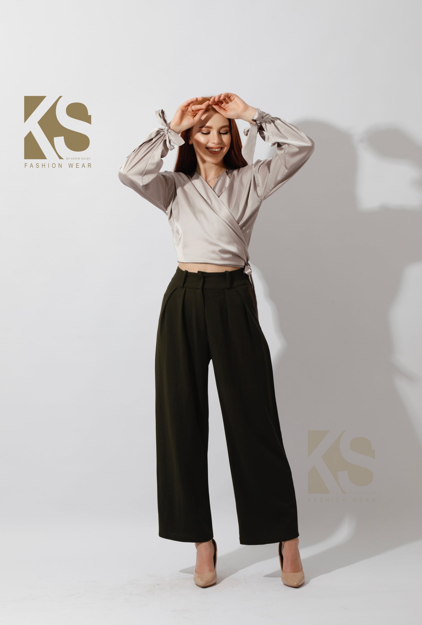 Wrap Tie Blouse - Beige