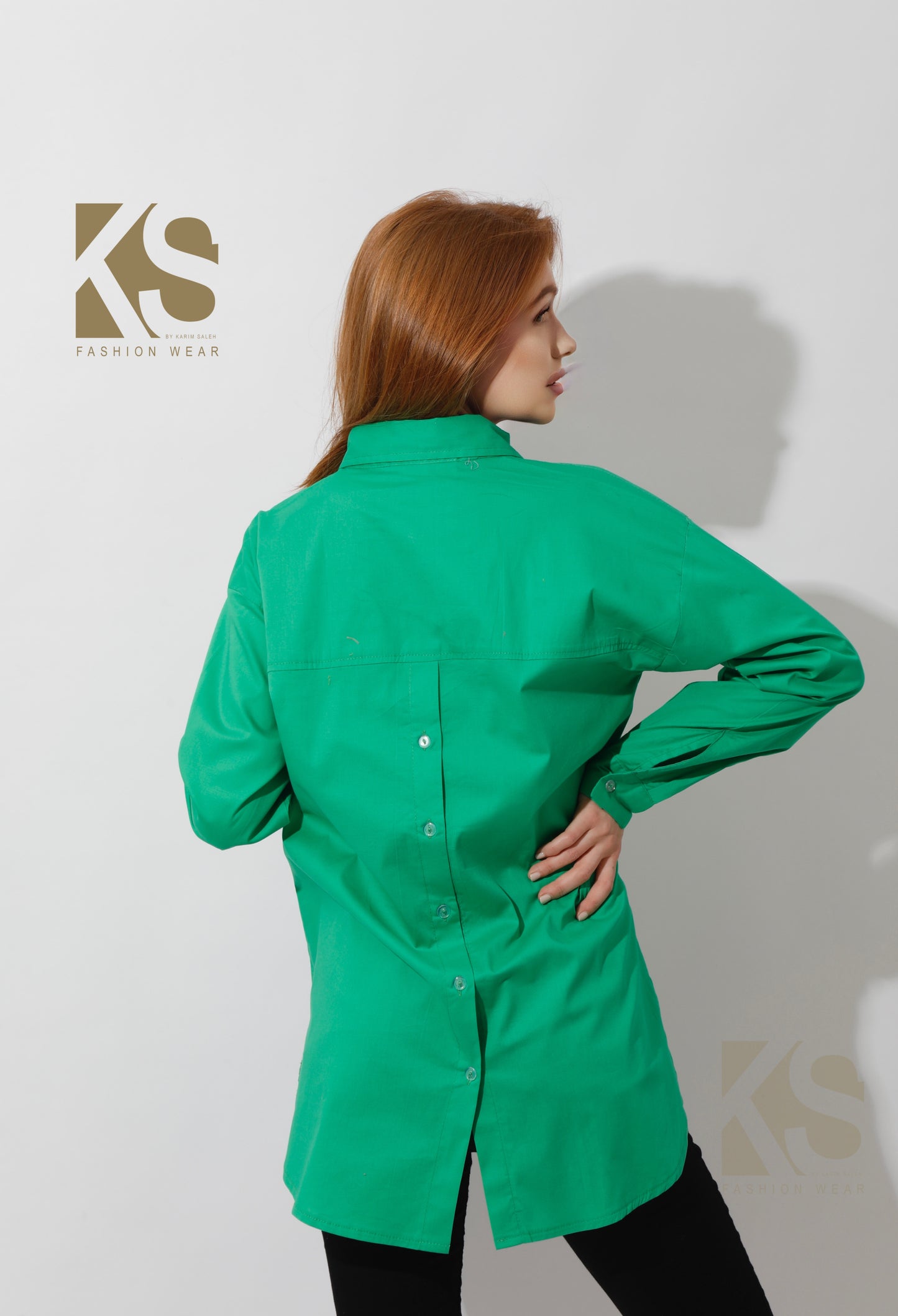 Buttons Back Shirt - Green