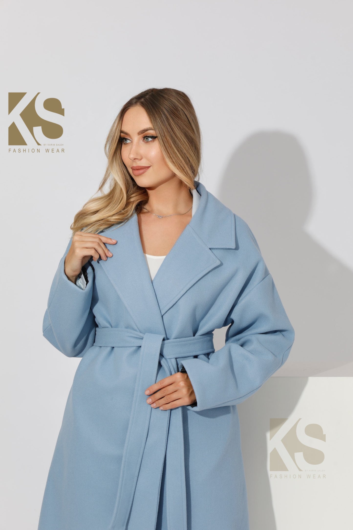 Oversized Wrapped Coat - Sky Blue