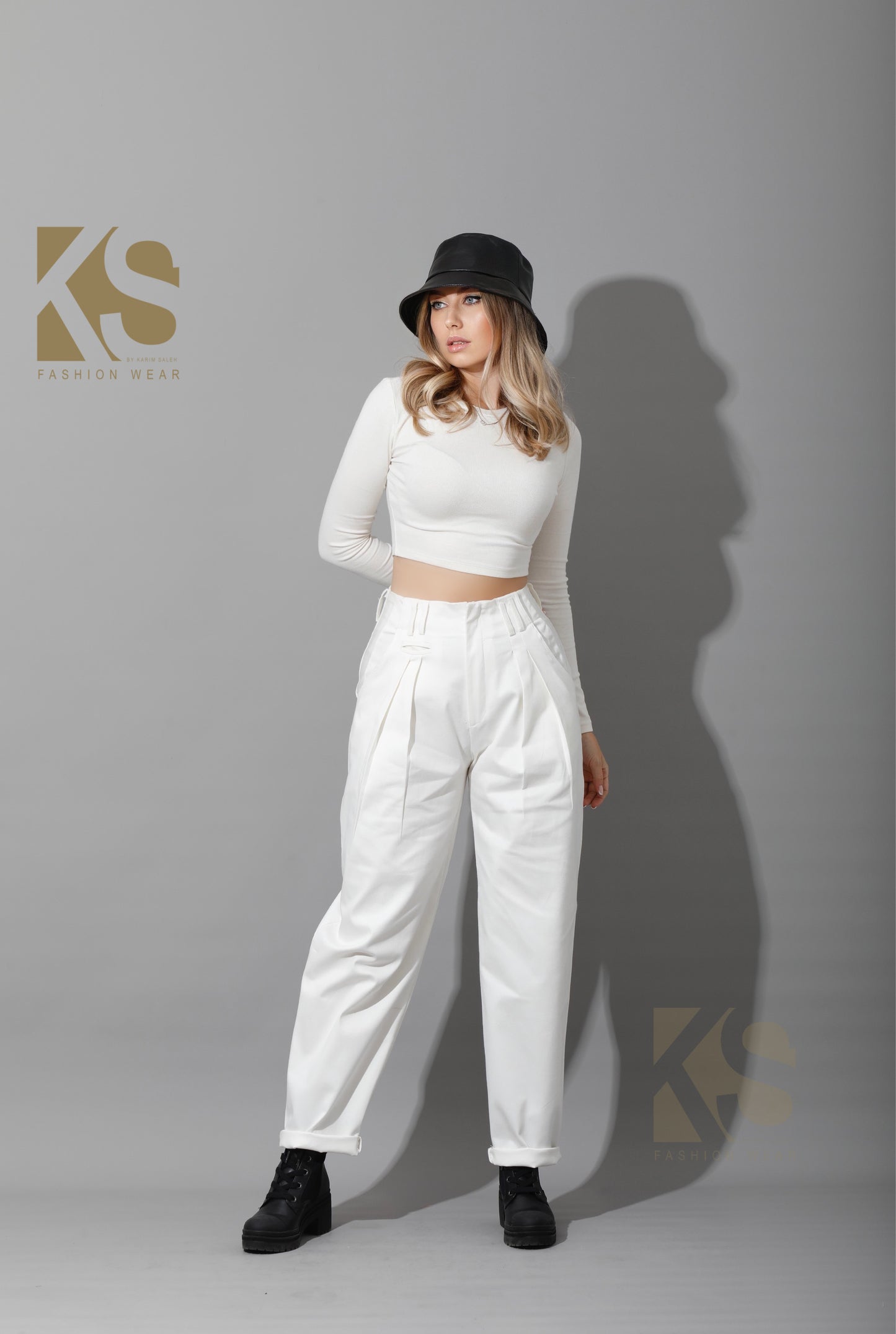 High Rise Paper-Bag Pants - OffWhite