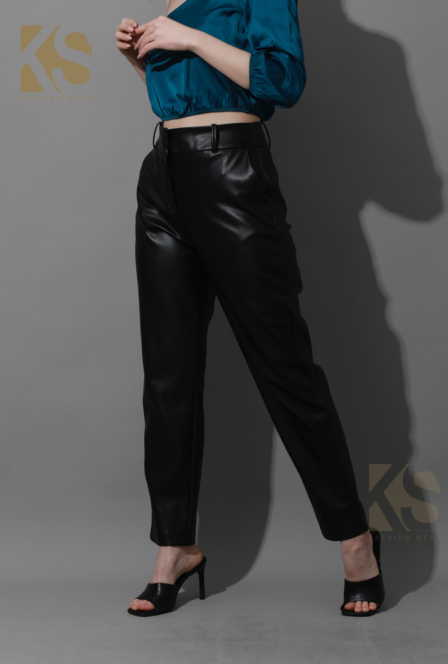 Leather Chino Trousers - Black