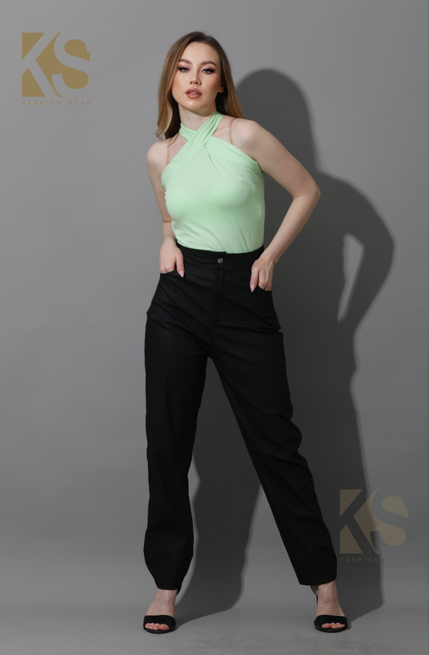 Leather Slim-Fit Trousers - Black