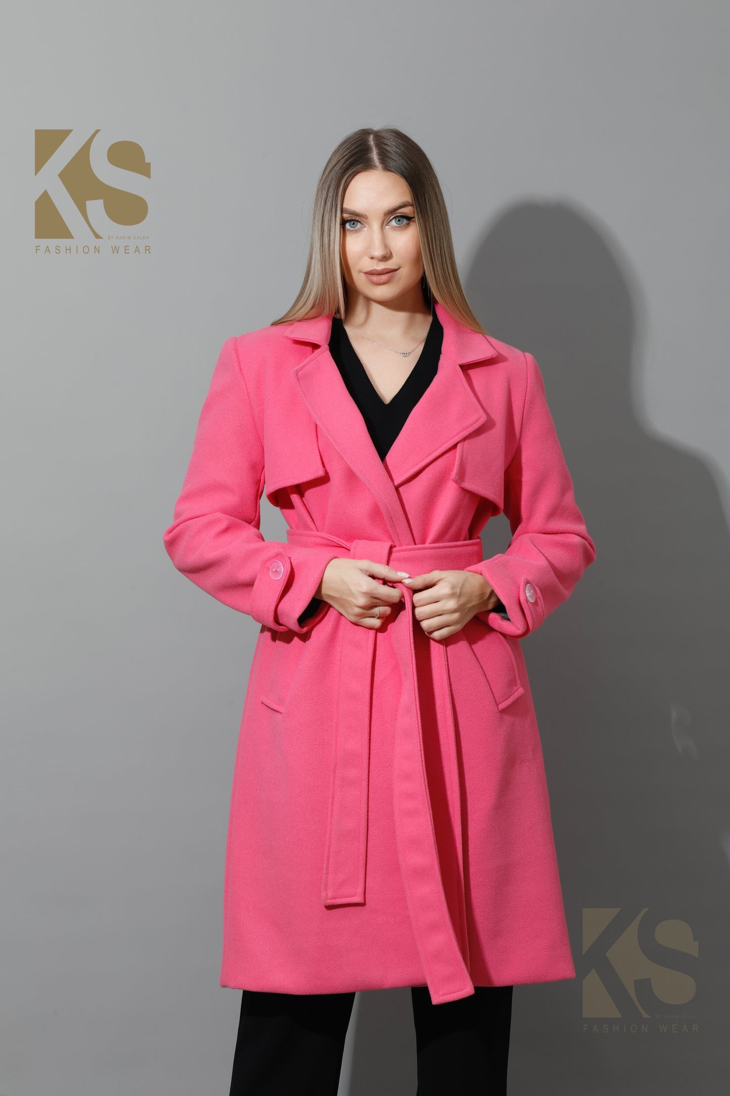 Wrapped Belted trench Coat - Barbie Pink