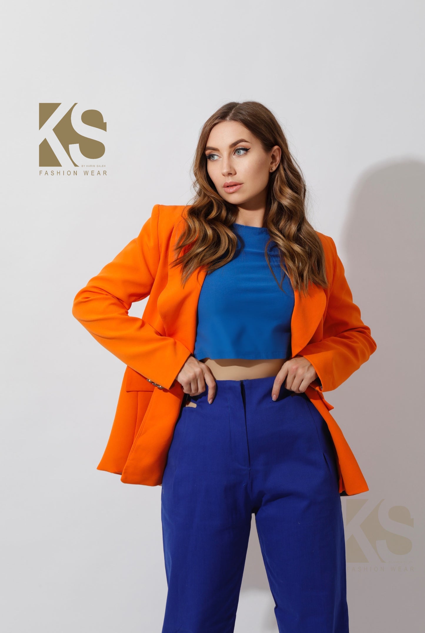Double Breasted Blazer - Orange