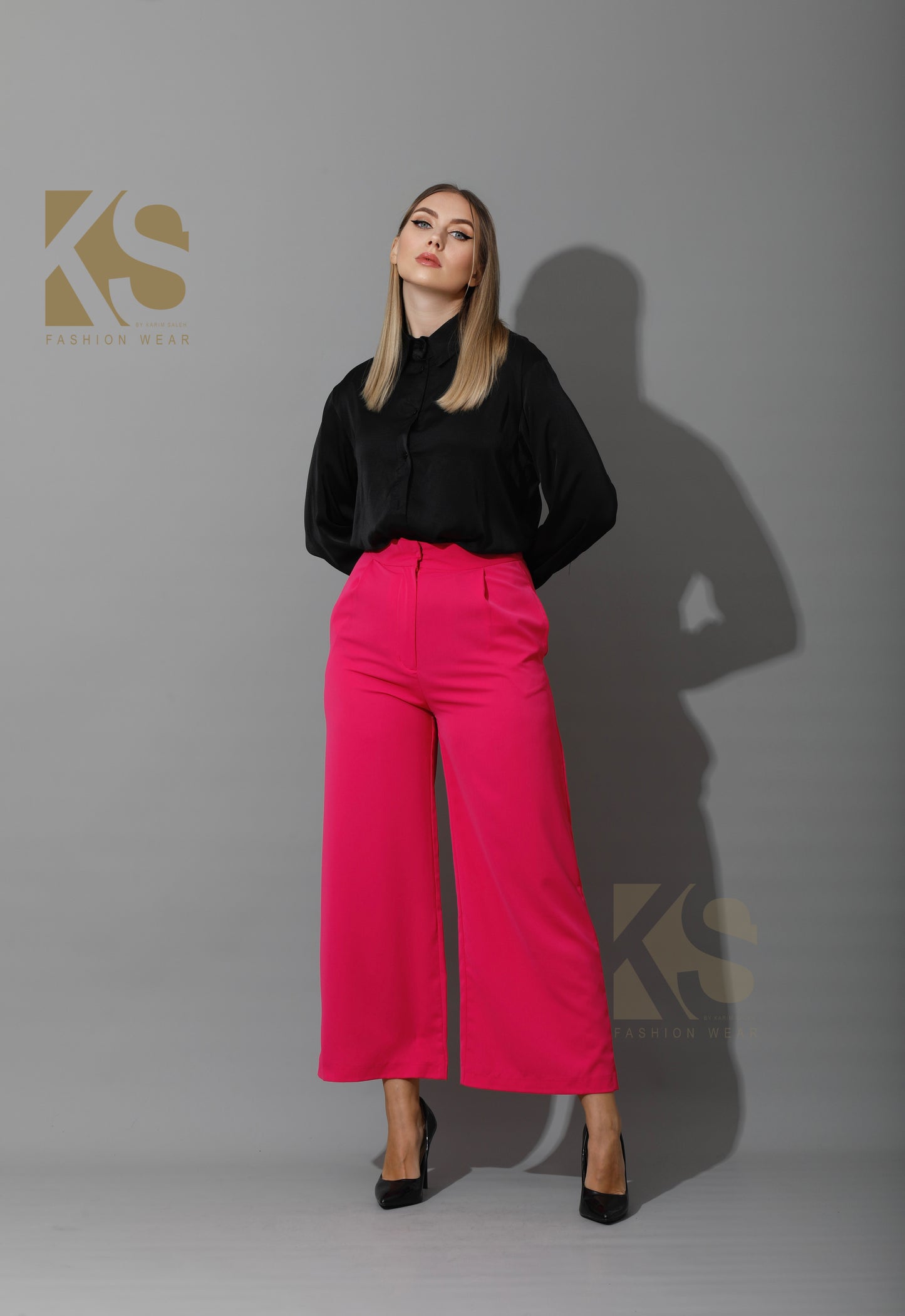 Wide Leg Trousers - Barbie Pink