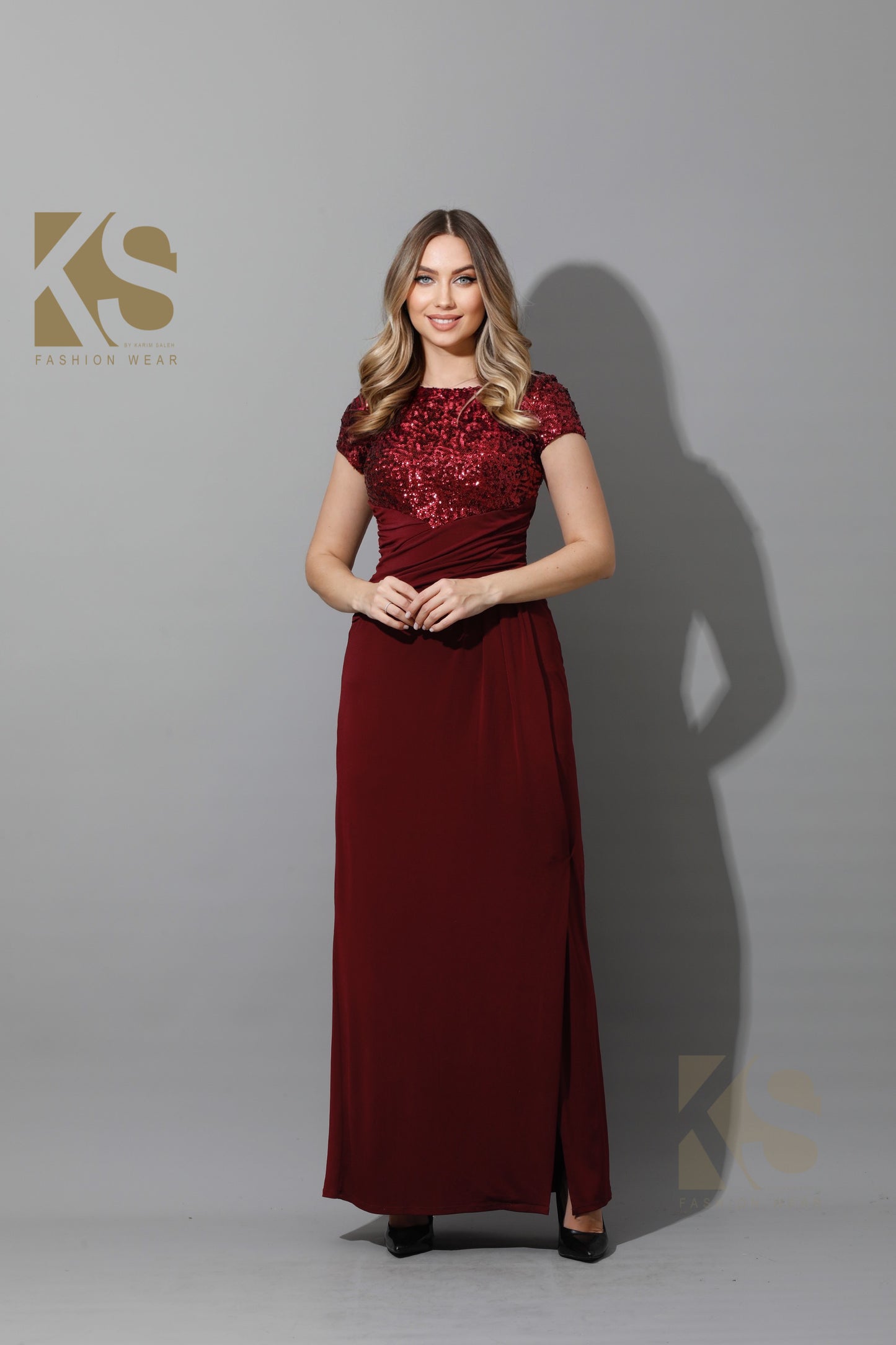 KOMA Designs : Sequins Maxi Dress - Maroon
