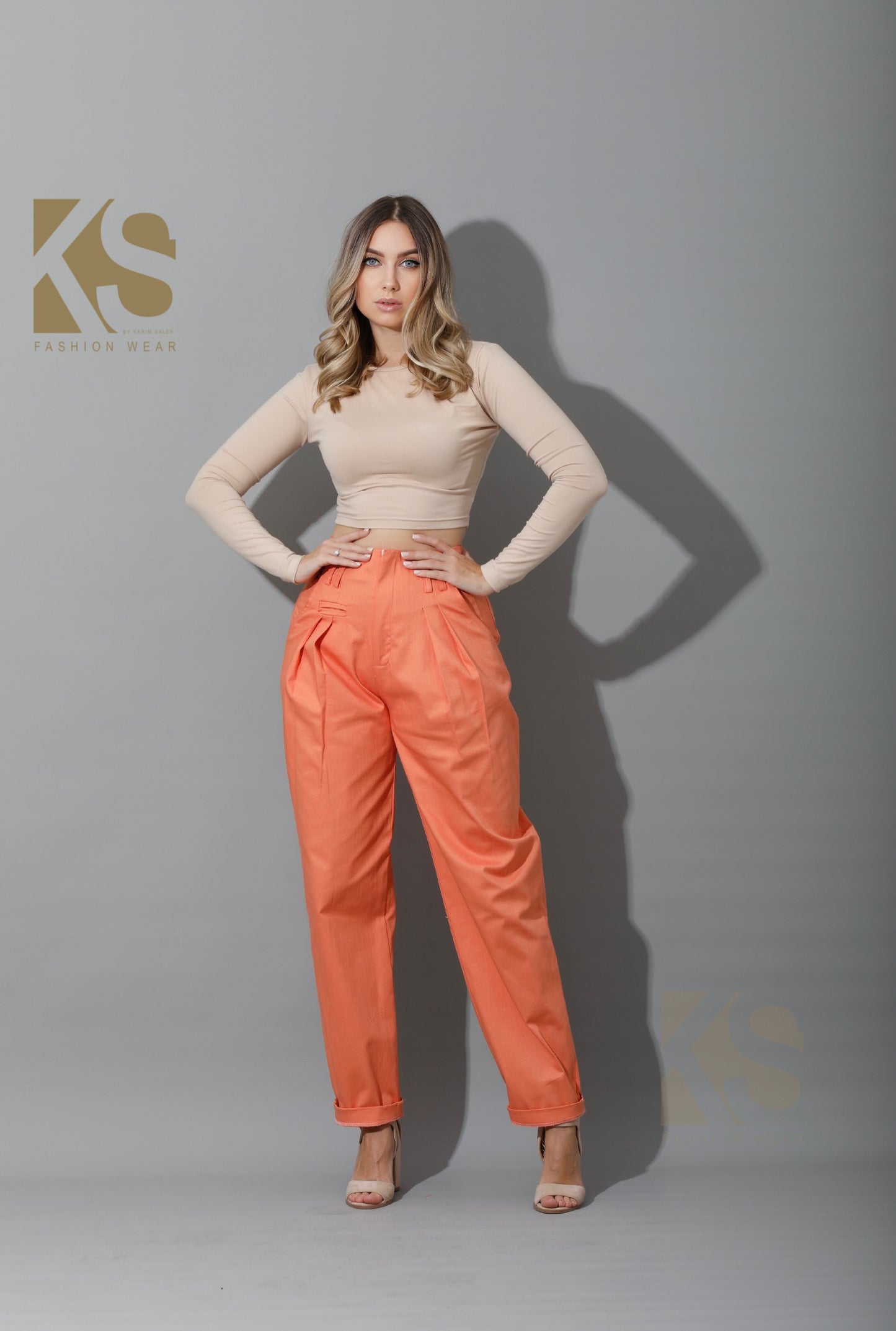 High Rise Paper-Bag Pants - Deep Saffron