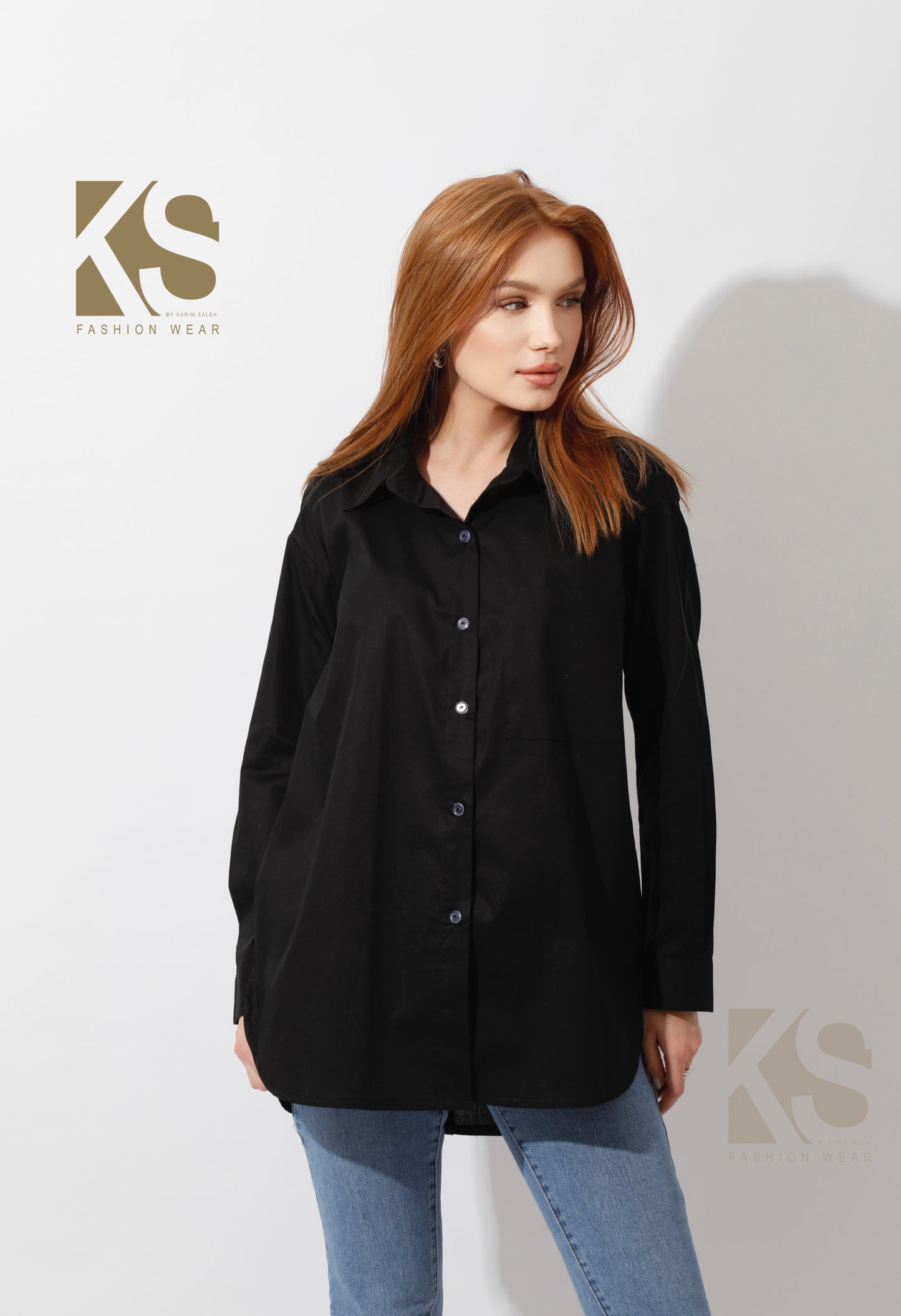 Buttons Back Shirt - Black
